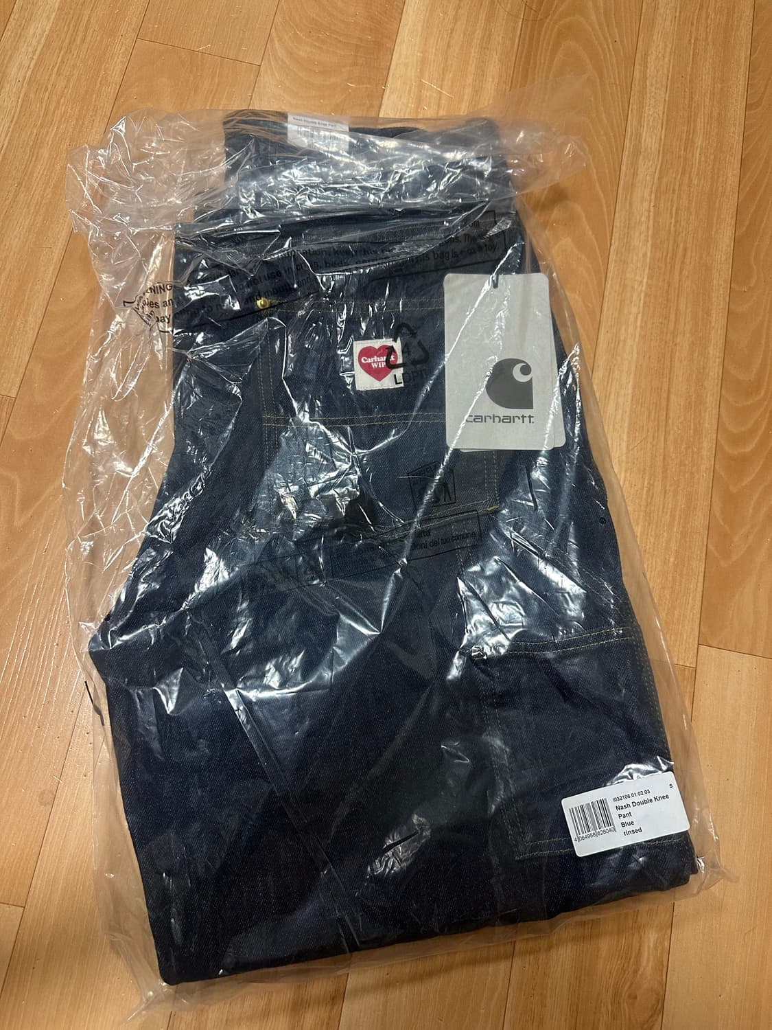 칼하트 WIP 내쉬 루즈 핏 더블 니 팬츠 블루 린스드 S 상품이미지4