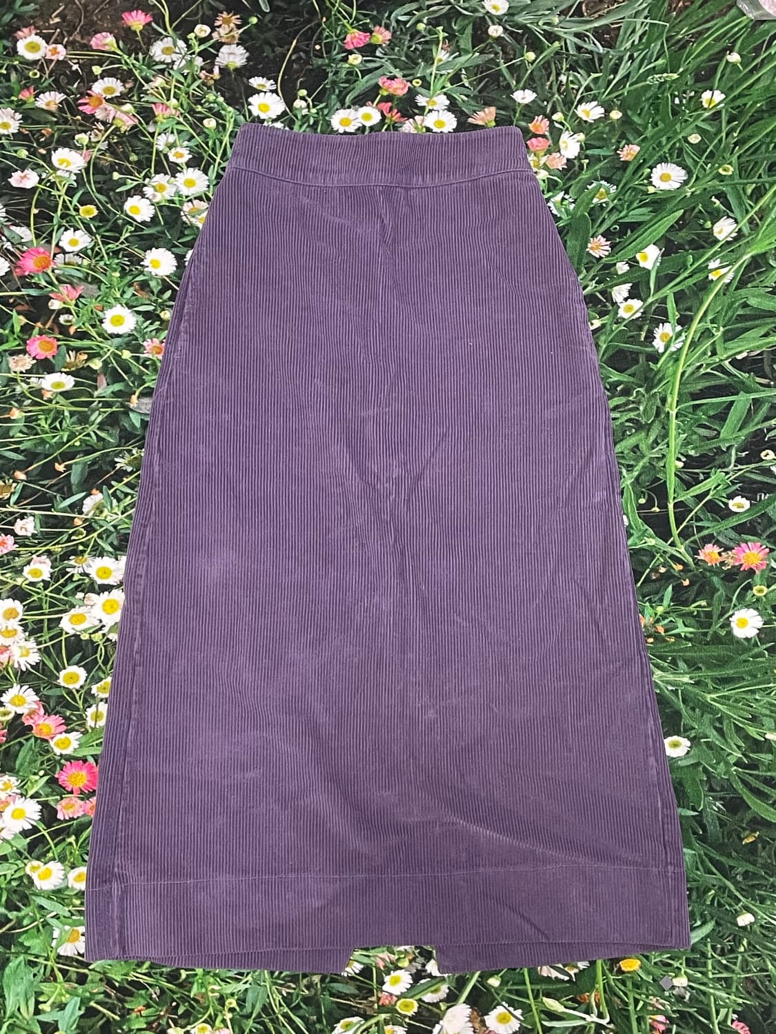 보라색 퍼플 코듀로이 미디-롱 스커트 상품이미지1