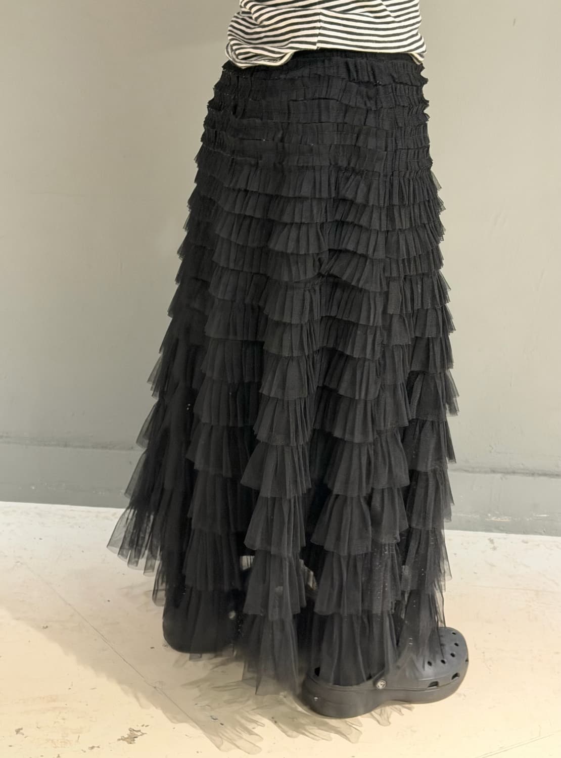 layered tulle detail long skirt 상품이미지3