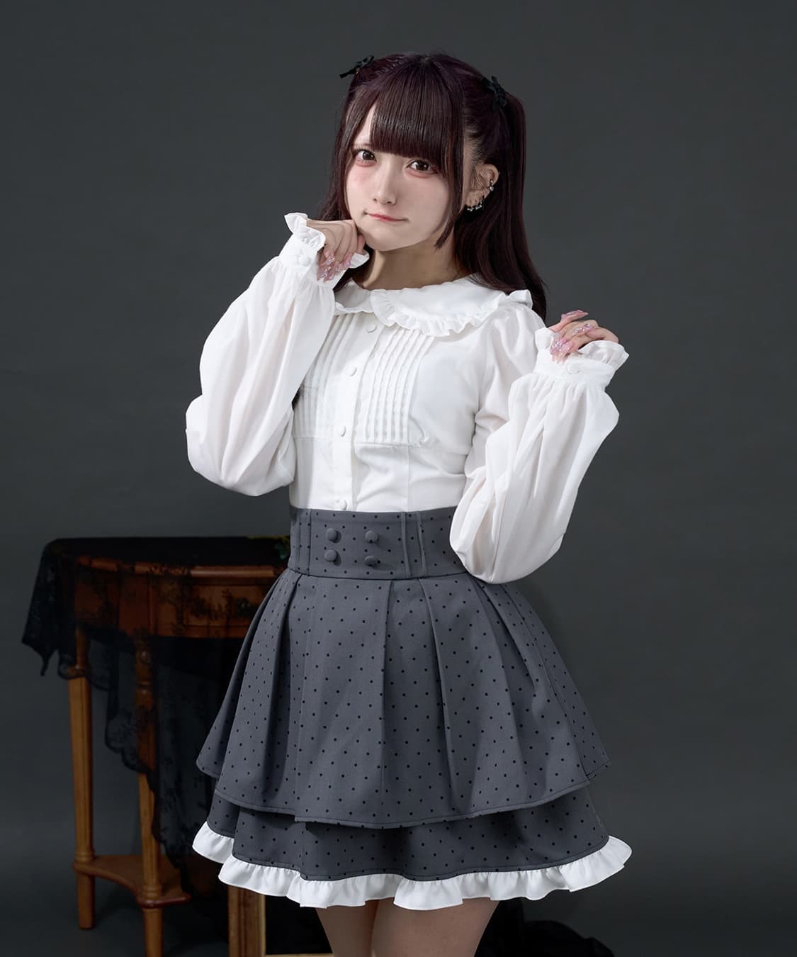 Palefy 팔엘피 코르셋 프릴 블라우스 | 양산형 양지뢰 지뢰계 상품이미지4