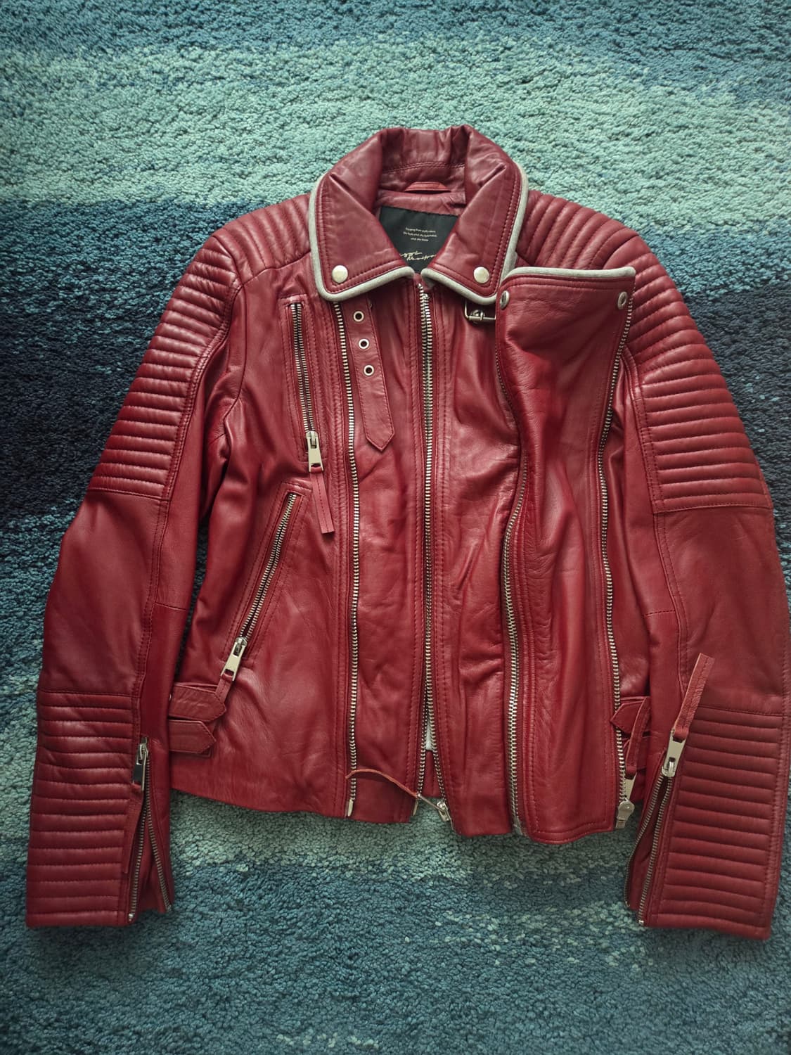 제시뉴욕 가죽 라이더자켓 66사이즈 버건디 상품이미지1