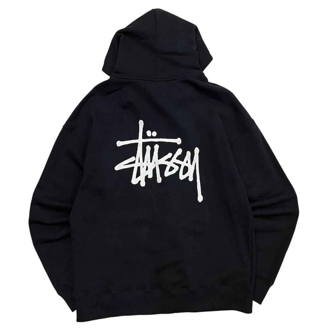 스투시 화이트 로고 블랙 후드집업 L 상품이미지4