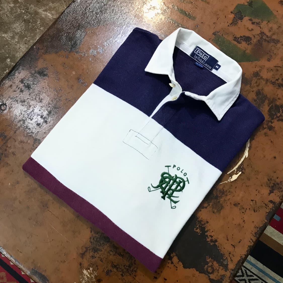 폴로랄프로렌 Prl 자수 컬러링 단가라 럭비티 남성 105 사이즈 상품이미지1