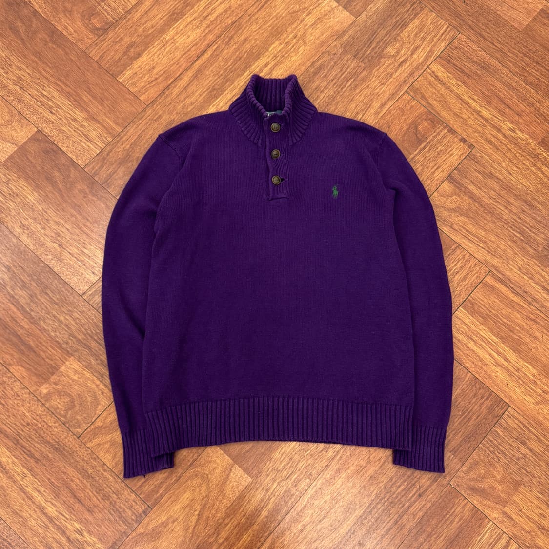 M(100) 폴로 랄프로렌 퍼플 스냅 버튼 니트  상품이미지1