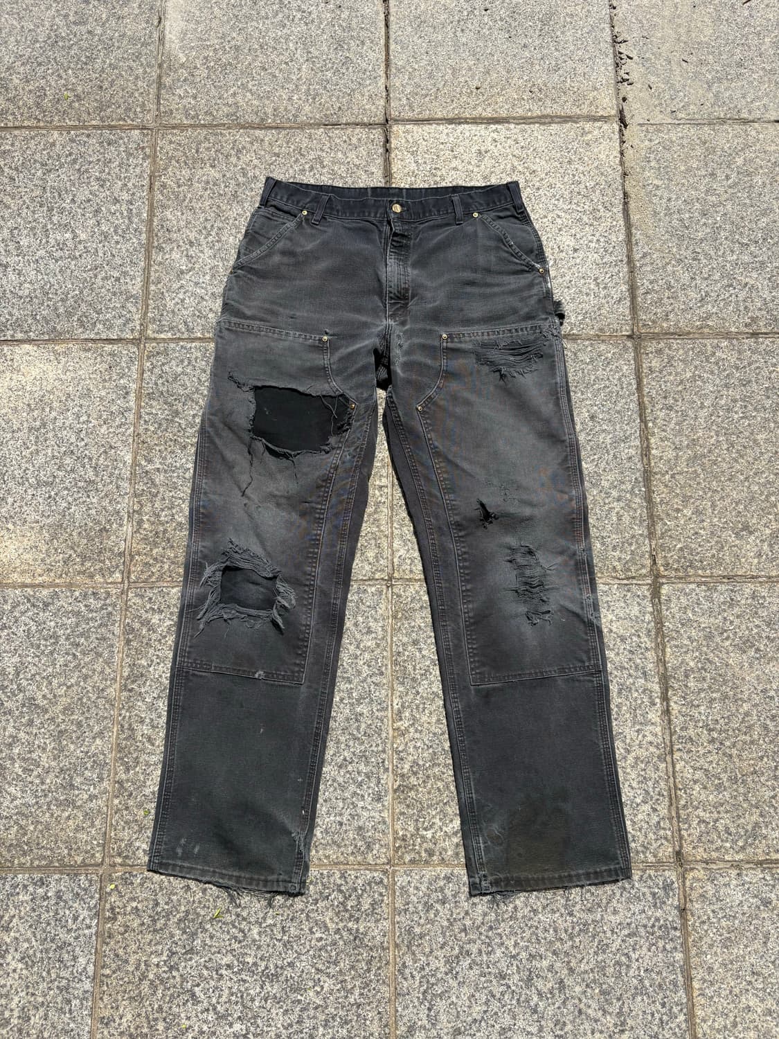 00s 칼하트 블랙 더블니 워크팬츠 상품이미지1