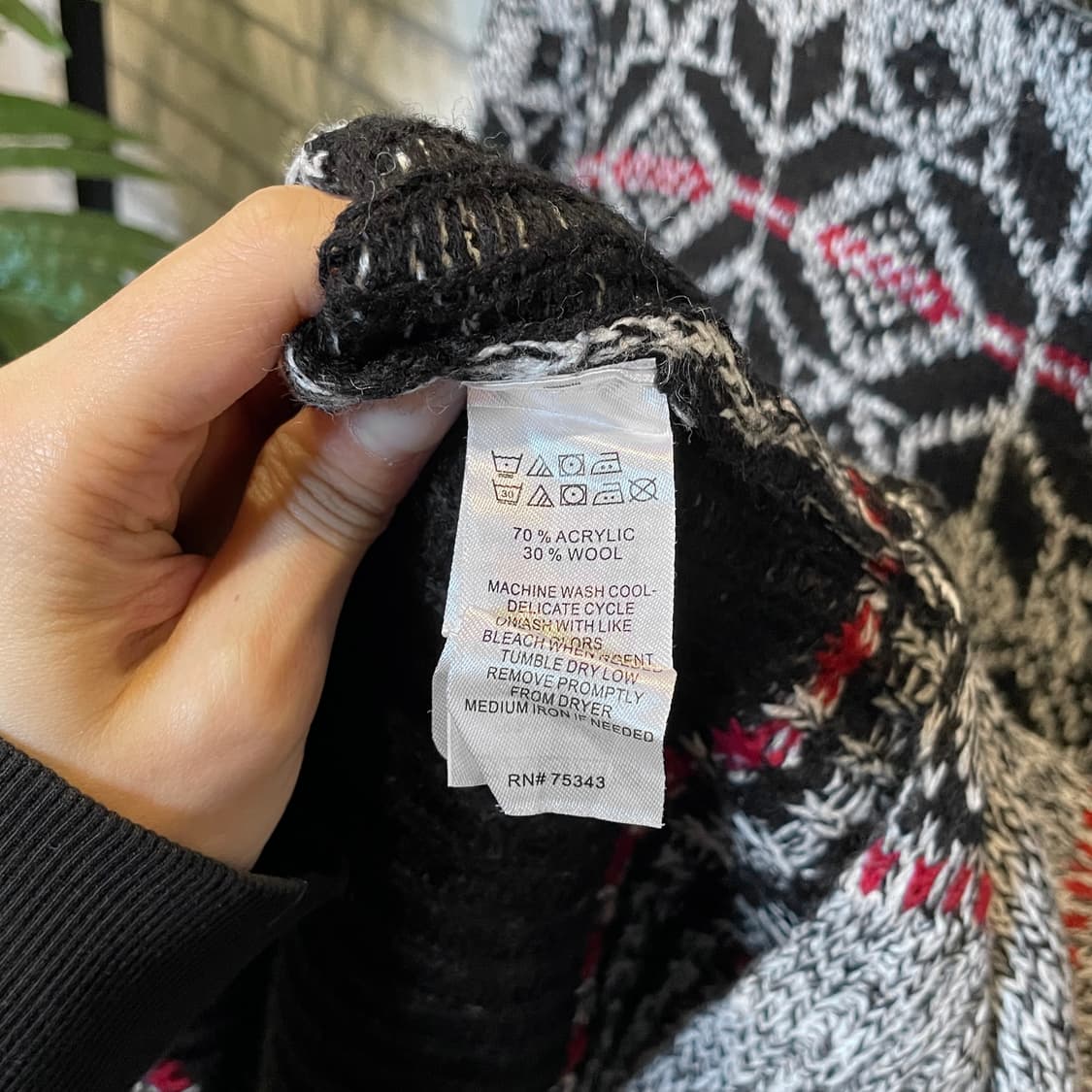 USA VINTAGE 터틀넥 롱 니트 노르딕 패턴 디테일 그레이 상품이미지7