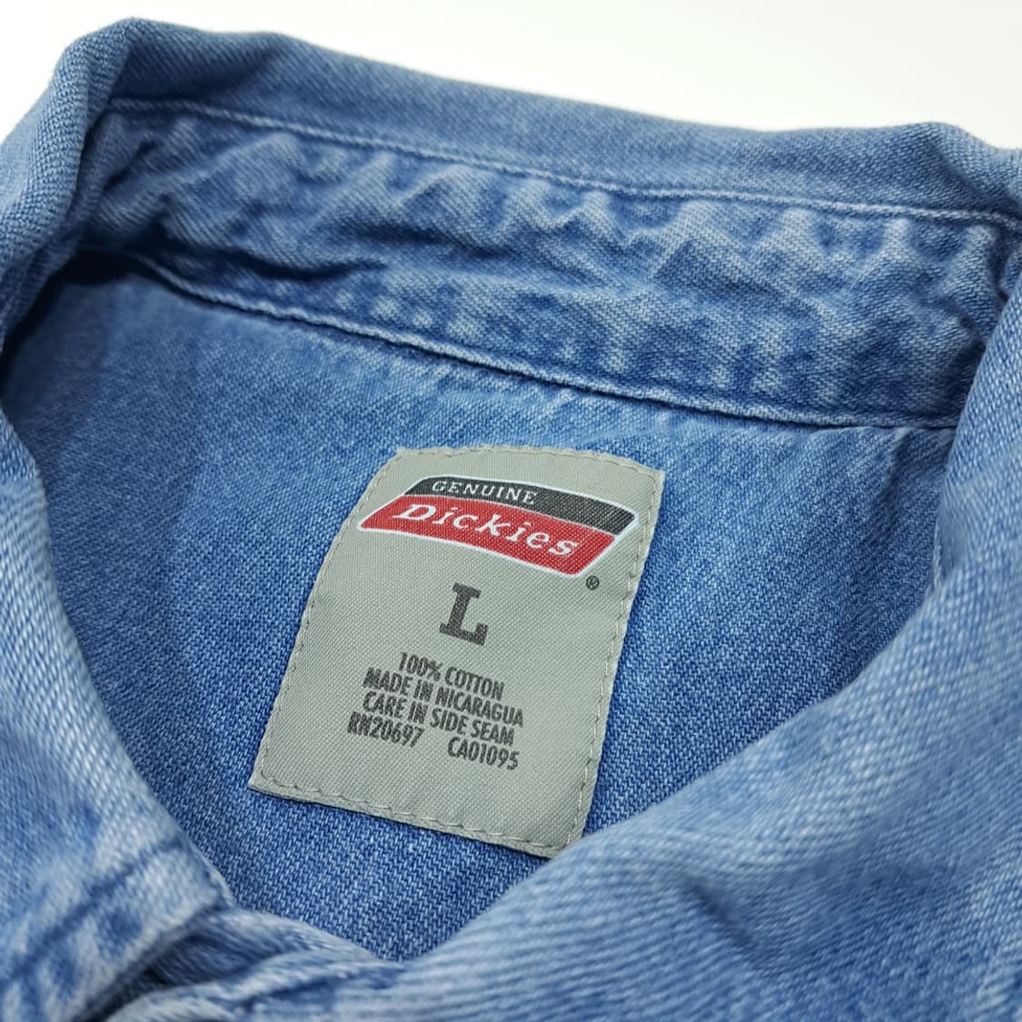 CL452 L 디키즈 코튼 버튼다운 라이트블루 데님셔츠 남방 상품이미지3