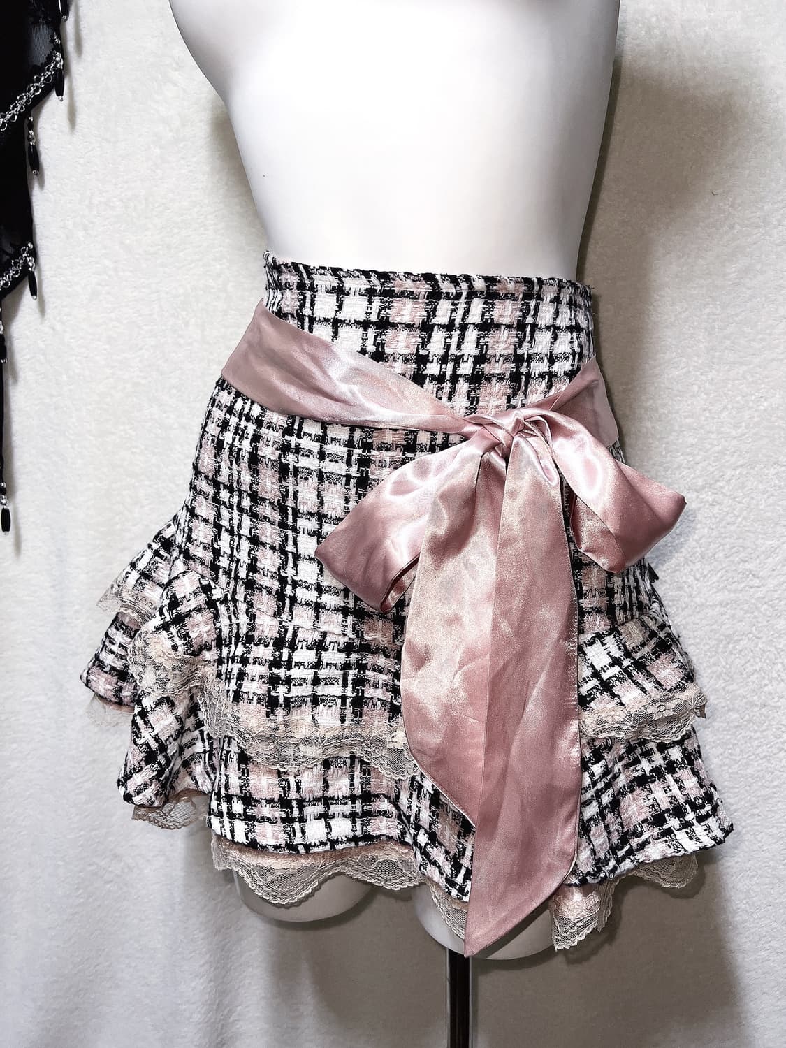 트랄라라 리즈리사 로맨틱갸루 로걀 히메 핀터 핑크 프릴레이스 리본 스커트 상품이미지6