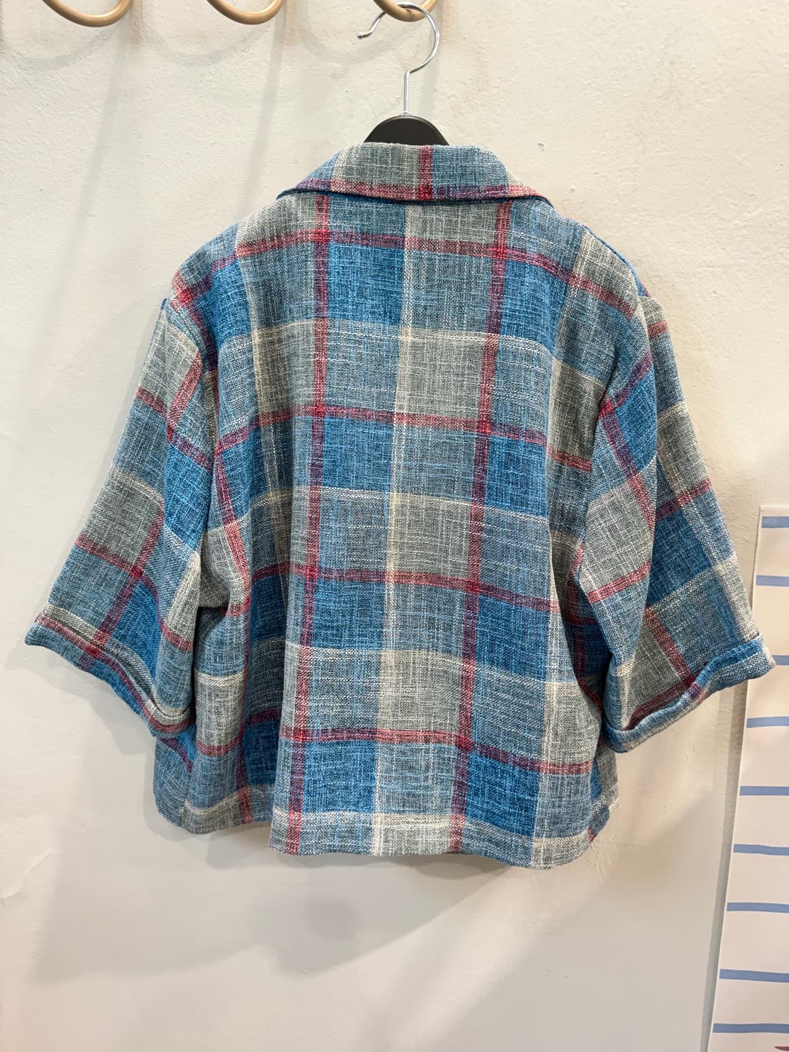 vintage 린넨 체크크롭 자켓 상품이미지5
