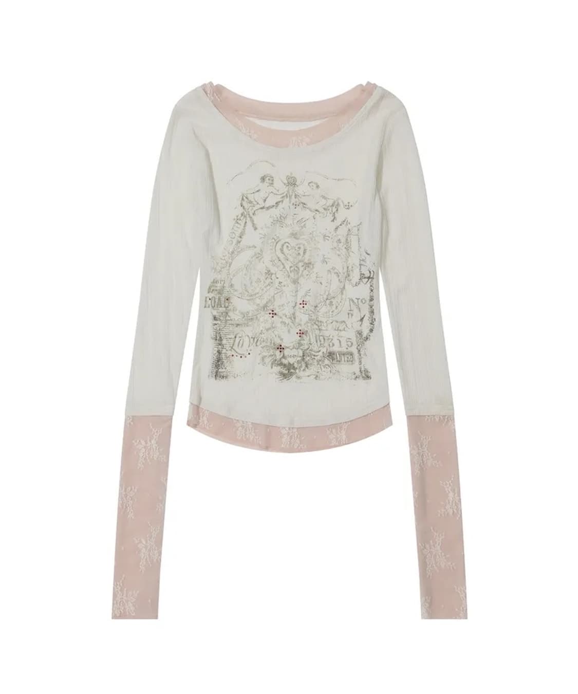 스컬프터 Triple Lace Layered Tee Ivory 상품이미지1