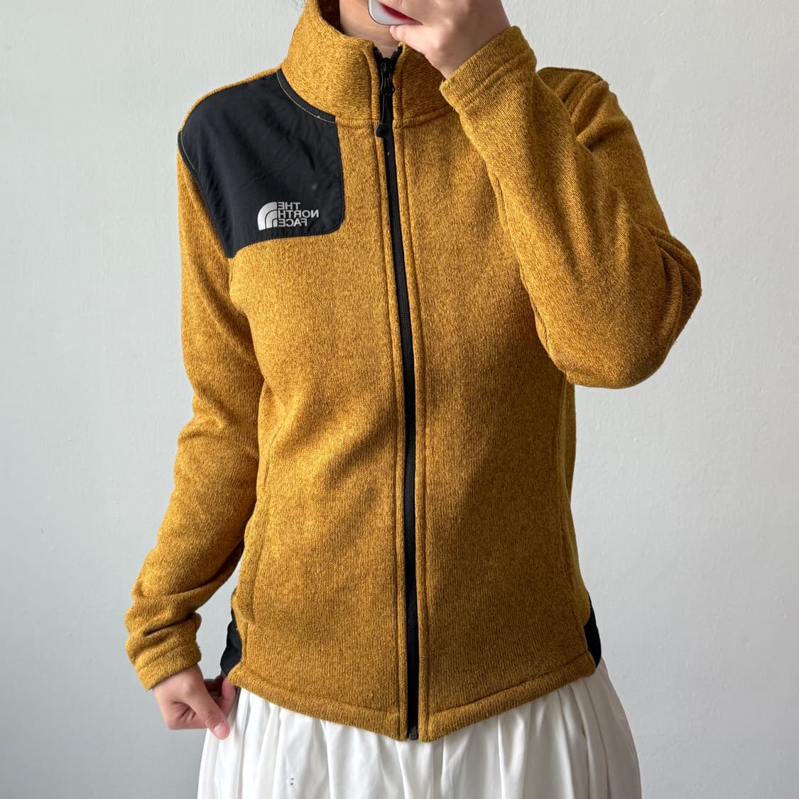 [M] 노스페이스 옐로우 니트 집업 상품이미지1