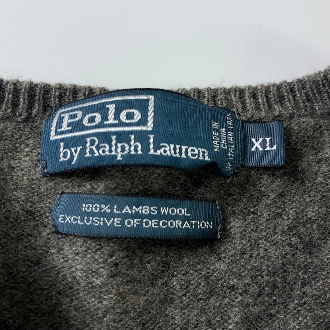 Polo  폴로 랄프로렌 90,s 자수 램스울 그레이 브이넥 니트  상품이미지4