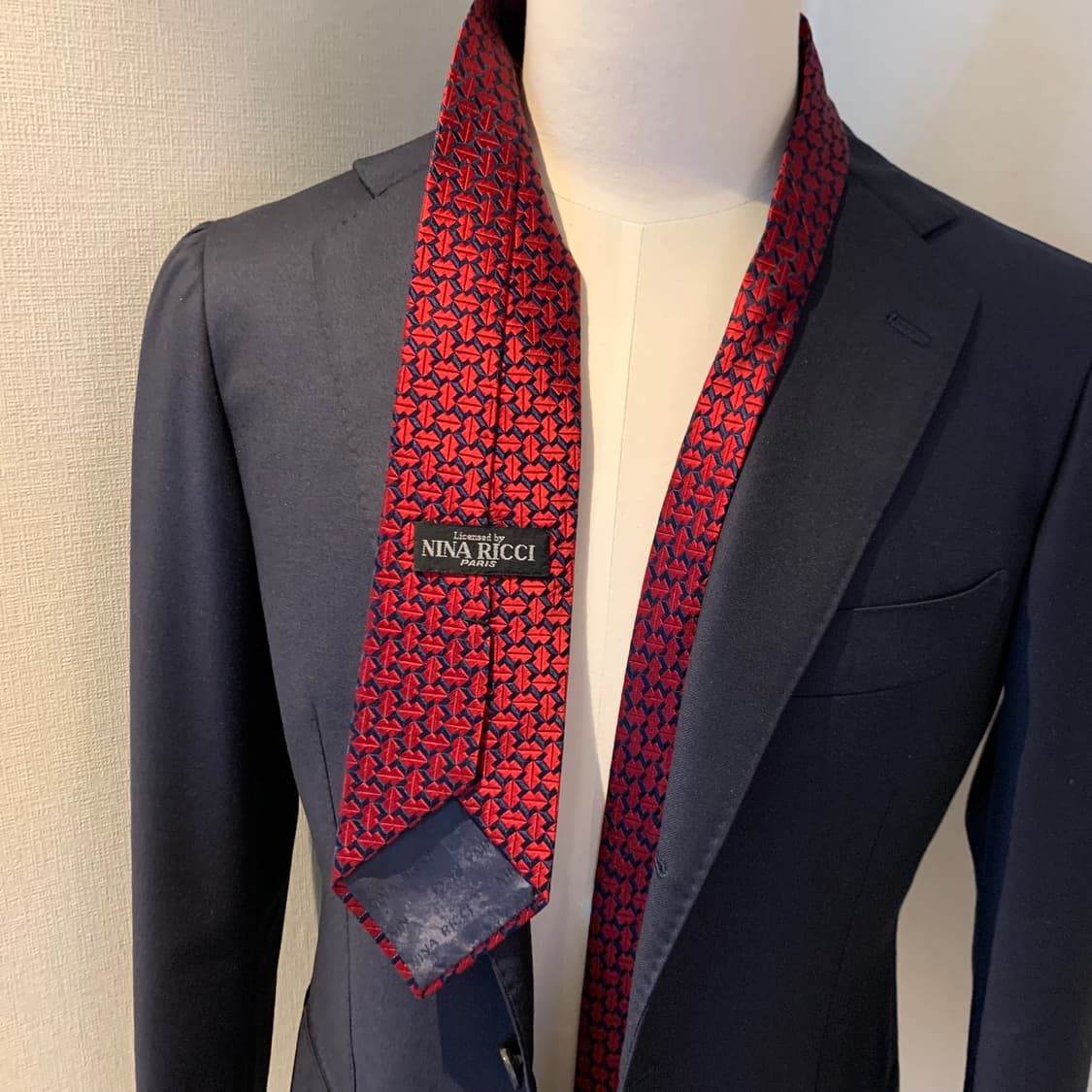니나리치(NINA RICCI) 명품넥타이 A+등급 레드컬러 8cm 상품이미지2
