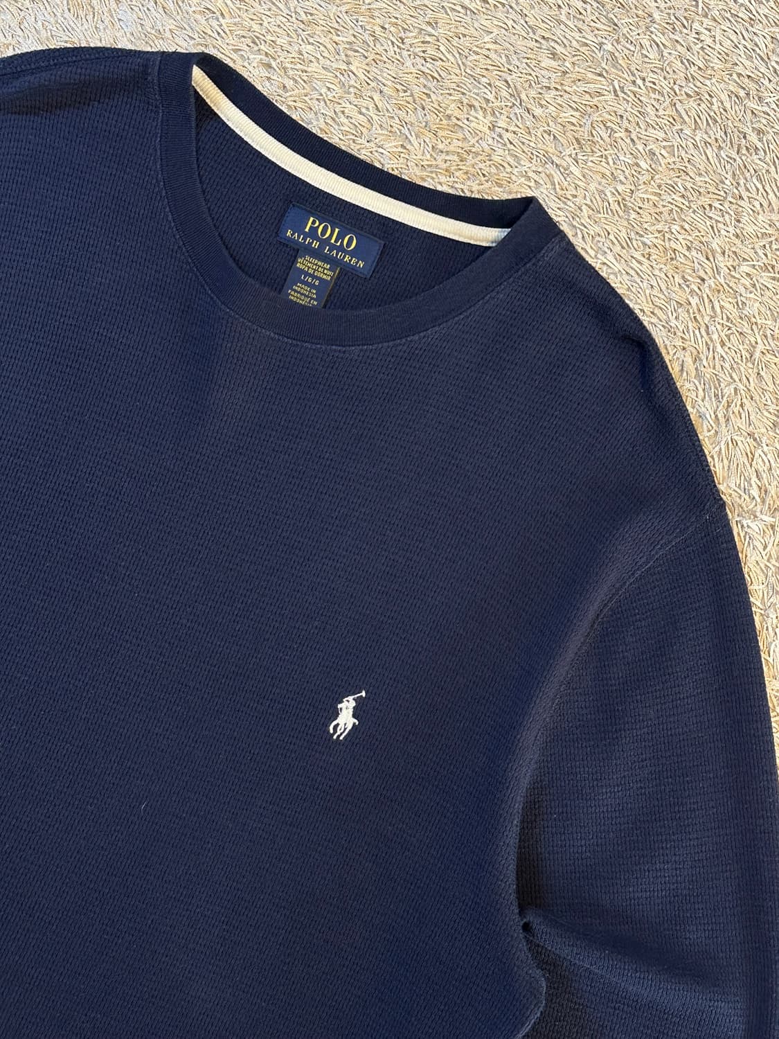 폴로 랄프로렌 POLO 신형 와플 니트 롱슬리브 긴팔 네이비 상품이미지2