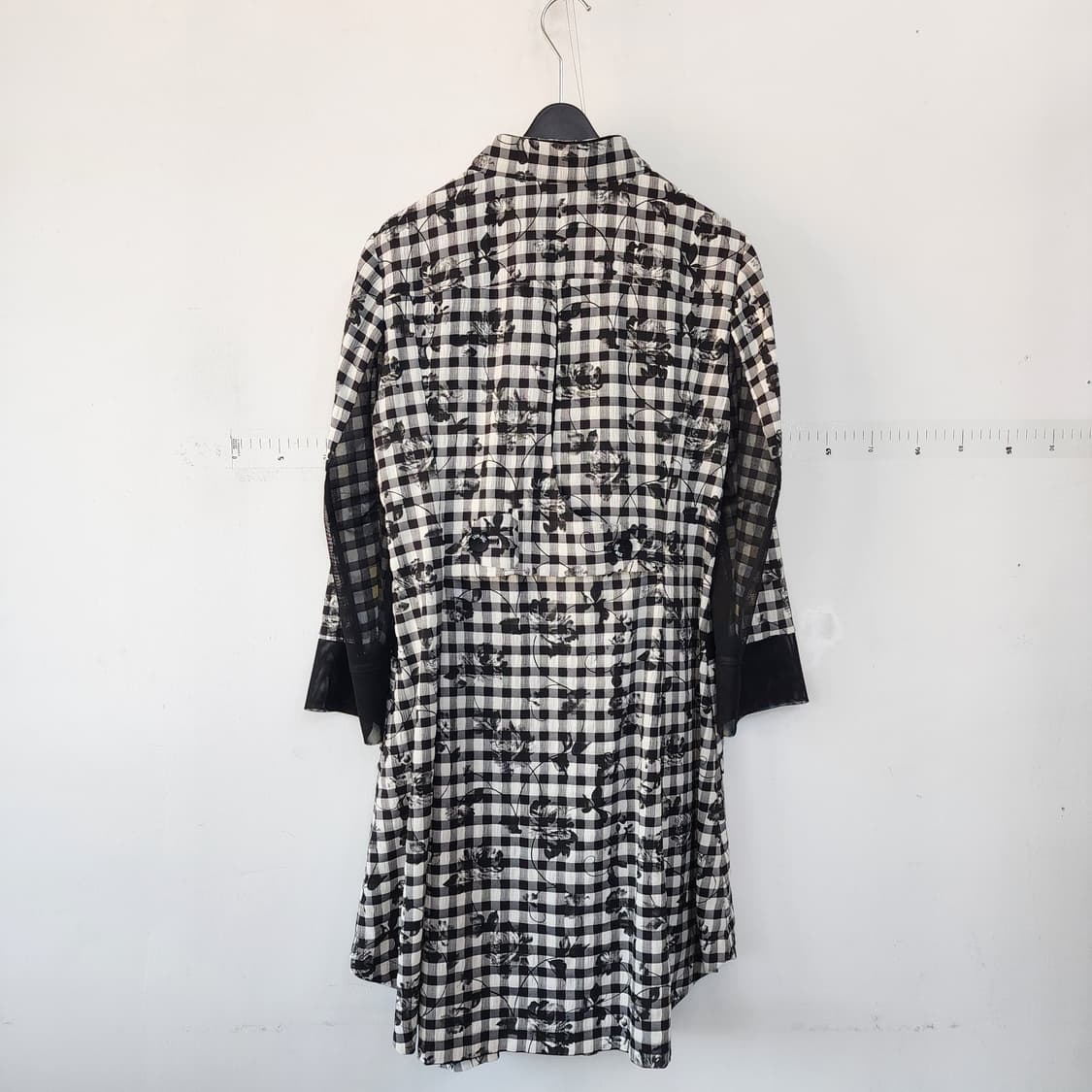 식스막스 체크무늬 블랙 플라워 롱 코트 상품이미지6