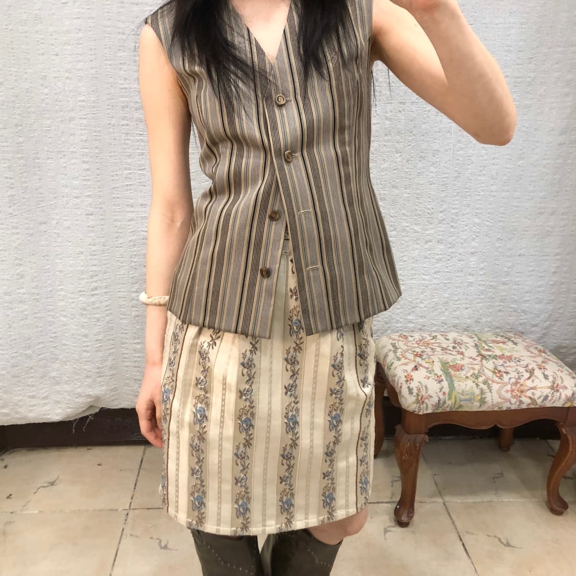 soft brown stripe vest 상품이미지2