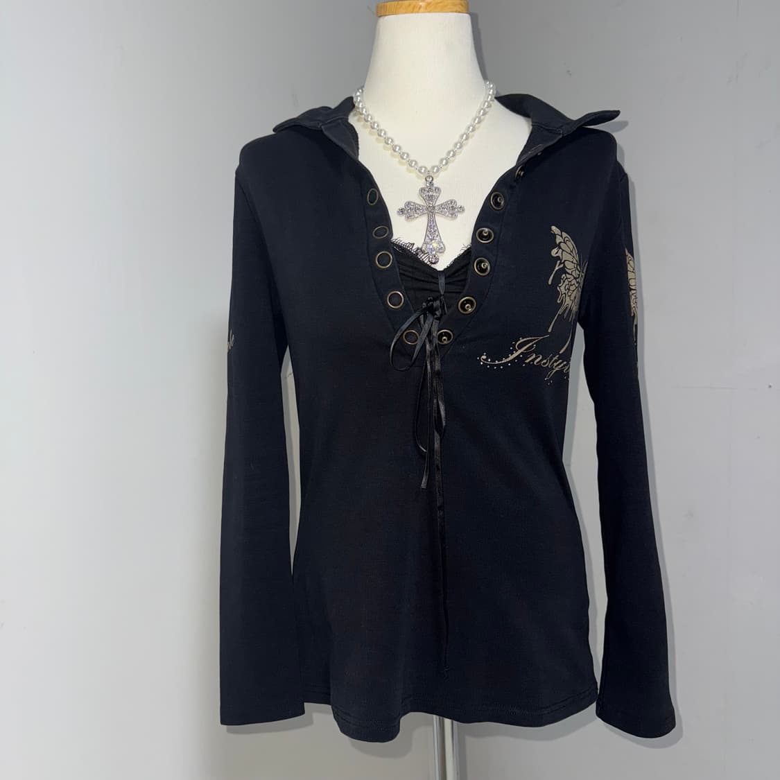 갸루 나비 카라 긴팔티  상품이미지2