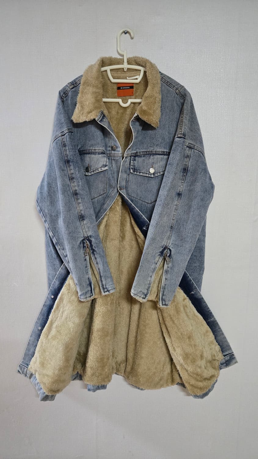 데님 쉐르파 롱코트, 롱자켓, 겨울코트, 남녀공용 상품이미지3