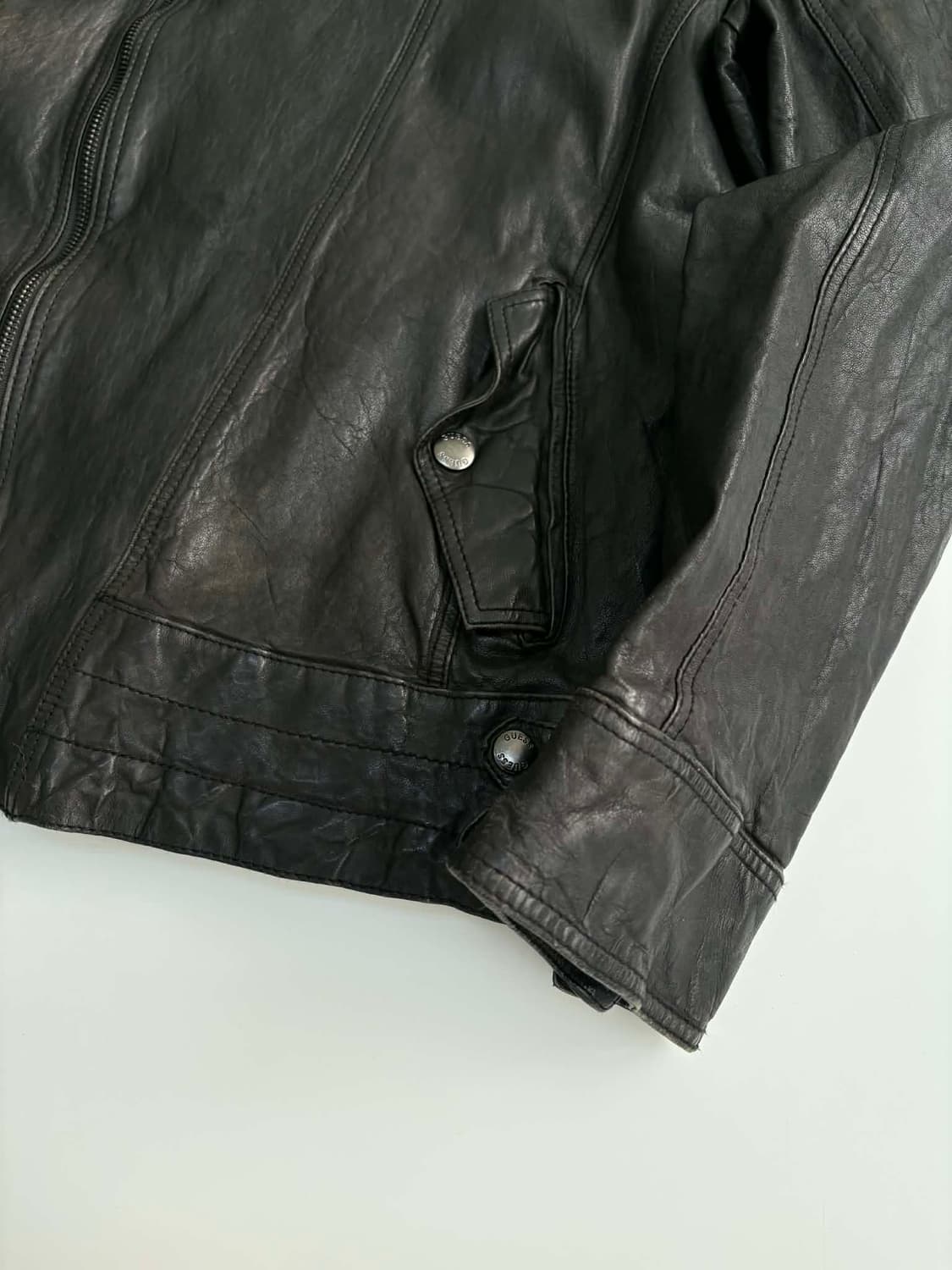 [XL] 빈티지 게스 양가죽 하이넥 라이더 자켓 상품이미지6