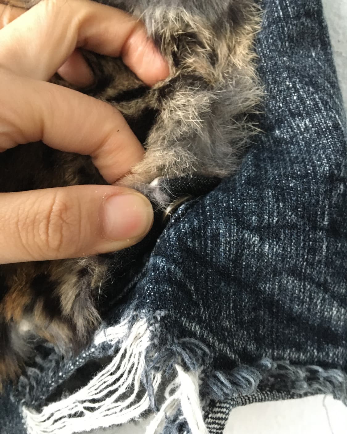 back pocket fur point Washing damage den 상품이미지4