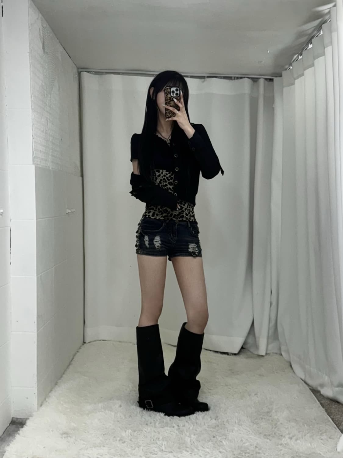 무채색 갸루 레오파드 오링 코르셋 코디세트  상품이미지2