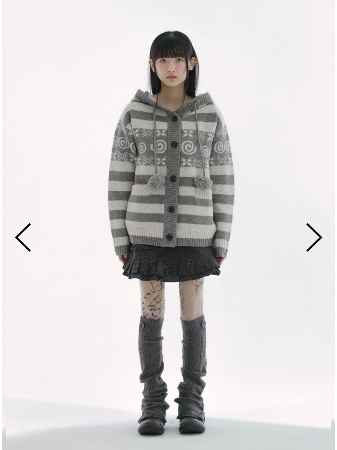 허그유어스킨 엔젤 윙 후드 폼폼 가디건 브라운 상품이미지2