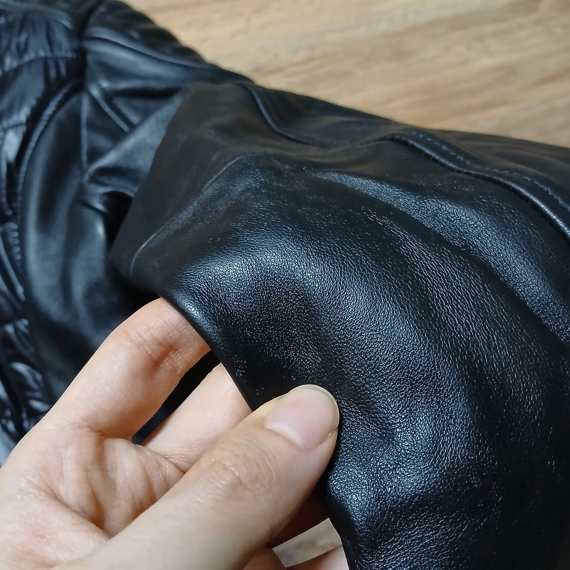 택붙은 미사용 SUPERDRY 슈퍼드라이 가죽 퀄팅 바이크 자켓 상품이미지9