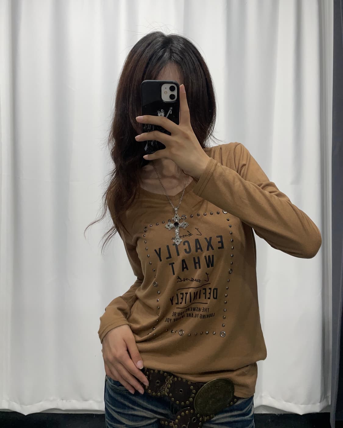 🎸브라운 프린팅 롱슬리브🎸 상품이미지2
