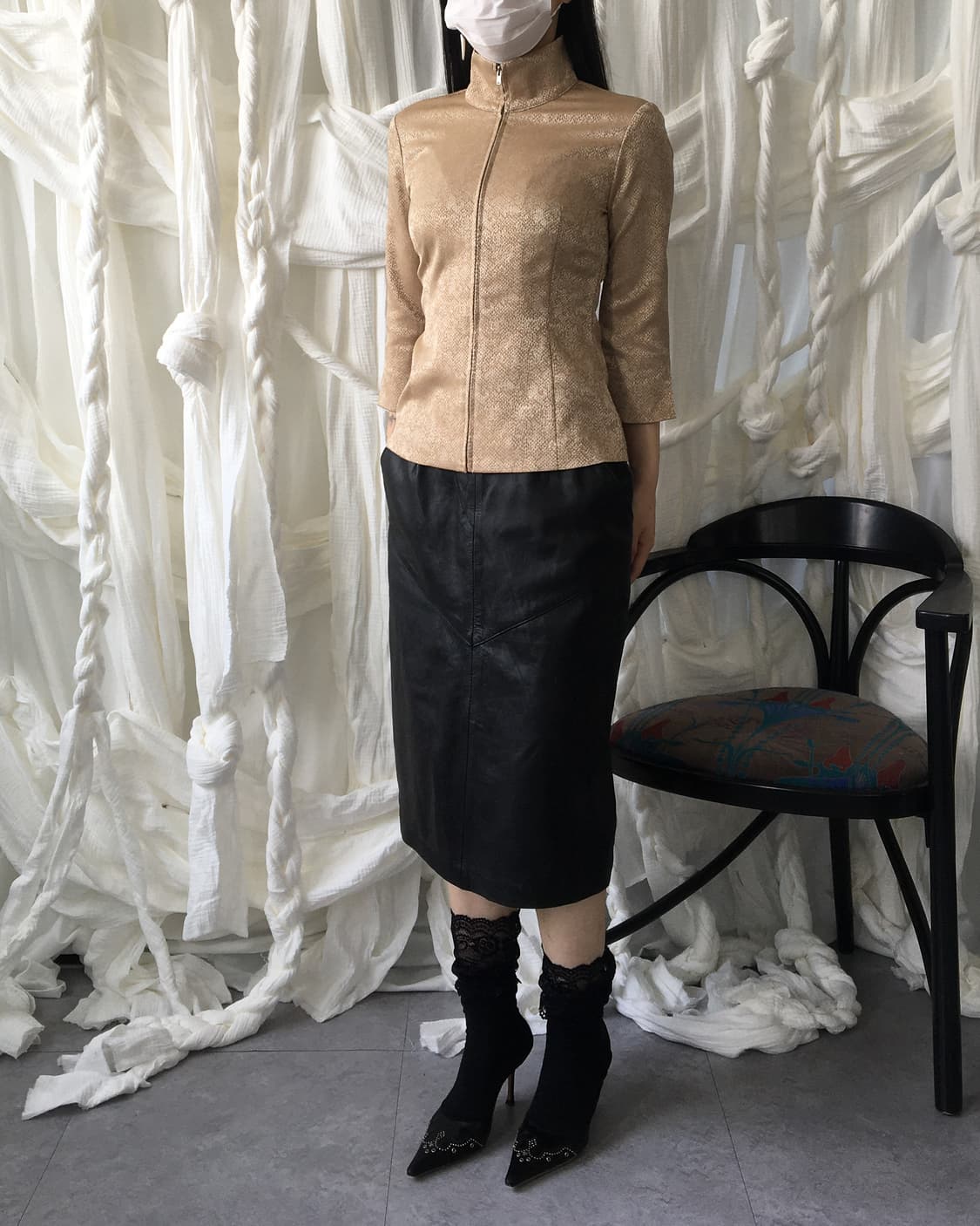 Lamb skin leather skirt 상품이미지5