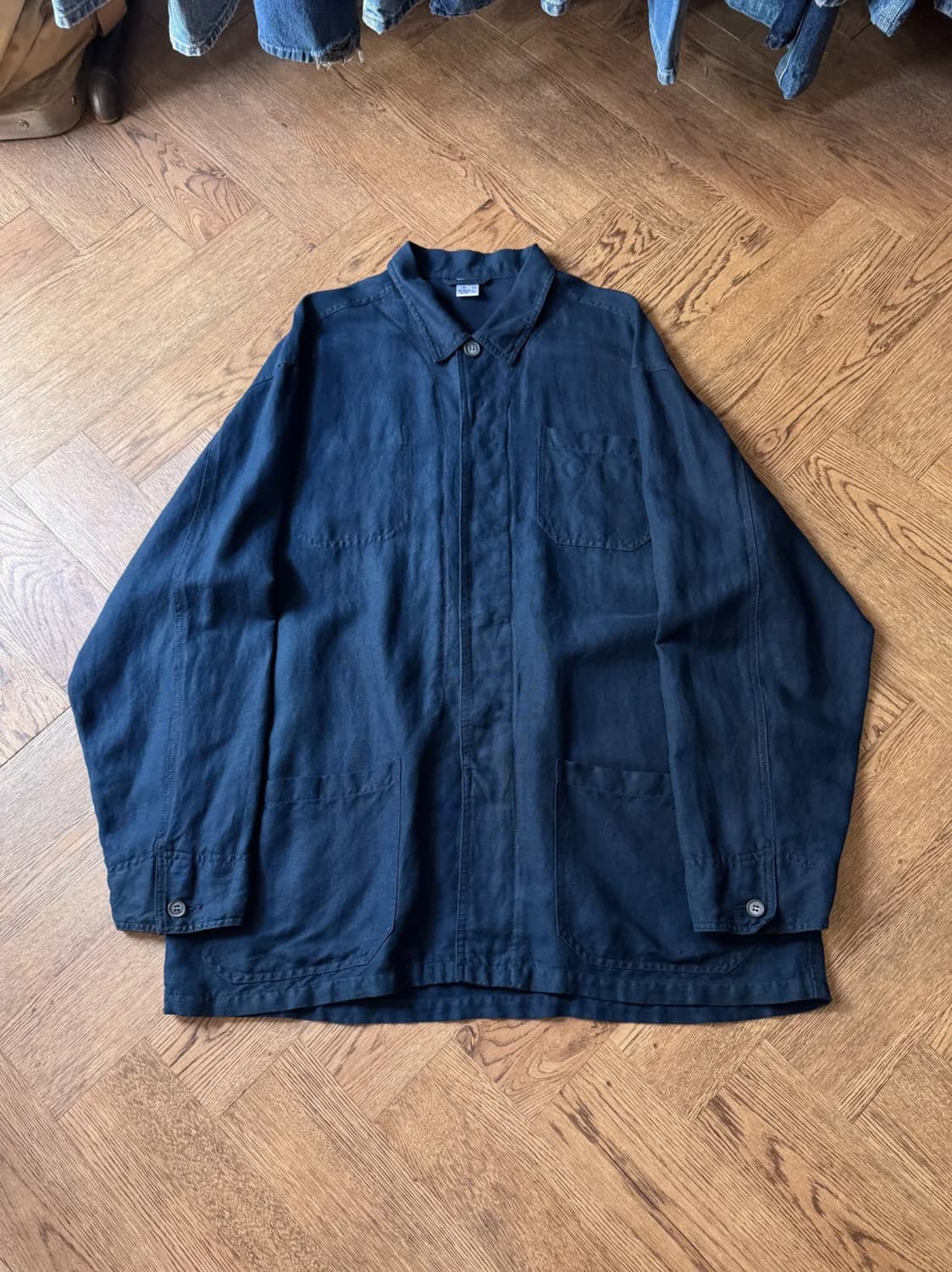 [XL]빈티지 3포켓 다크네이비 린넨 프렌치 워크 자켓 상품이미지1