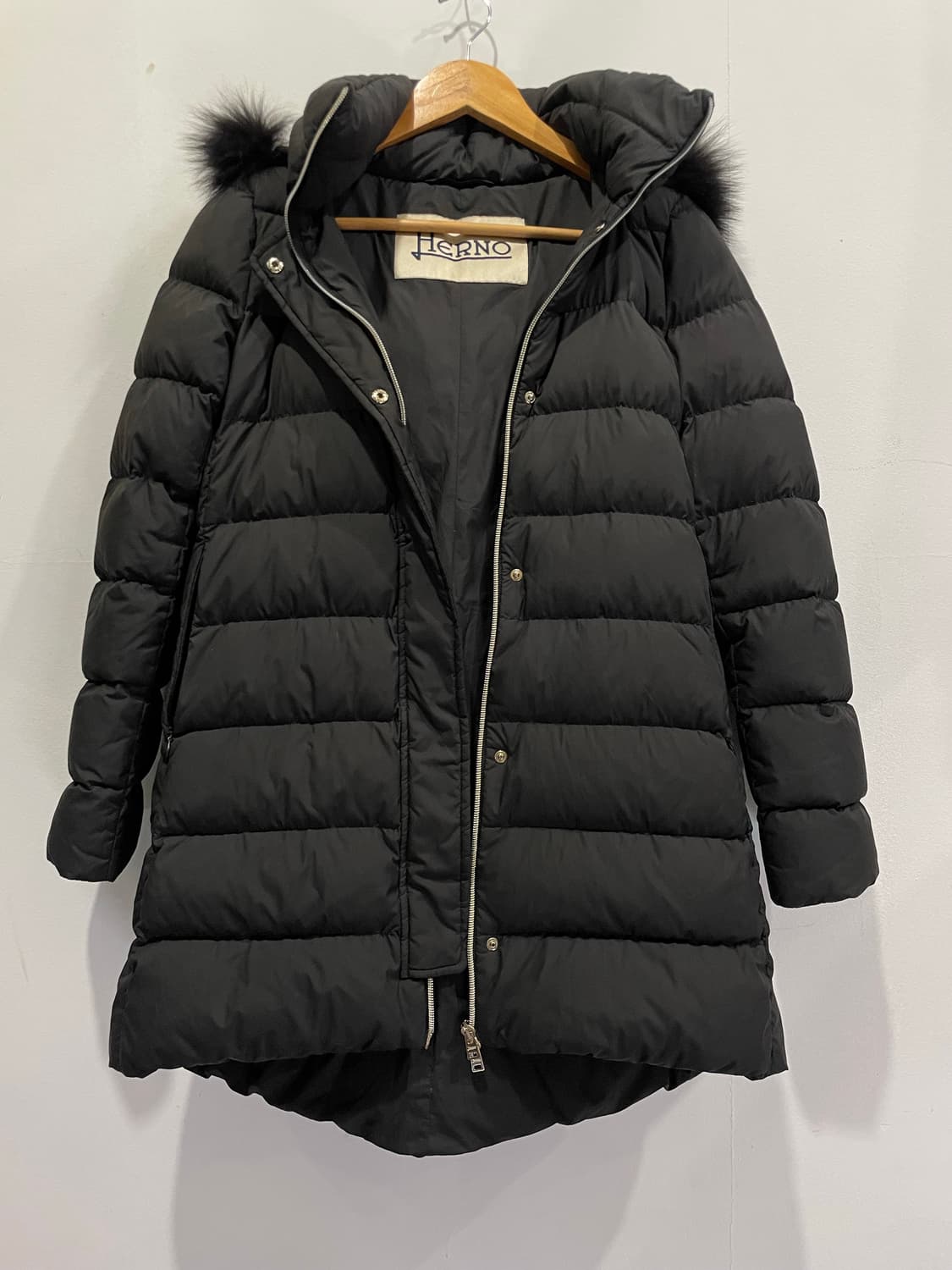 에르노 여성 폭스퍼 패딩 블랙 40 정품 상품이미지2