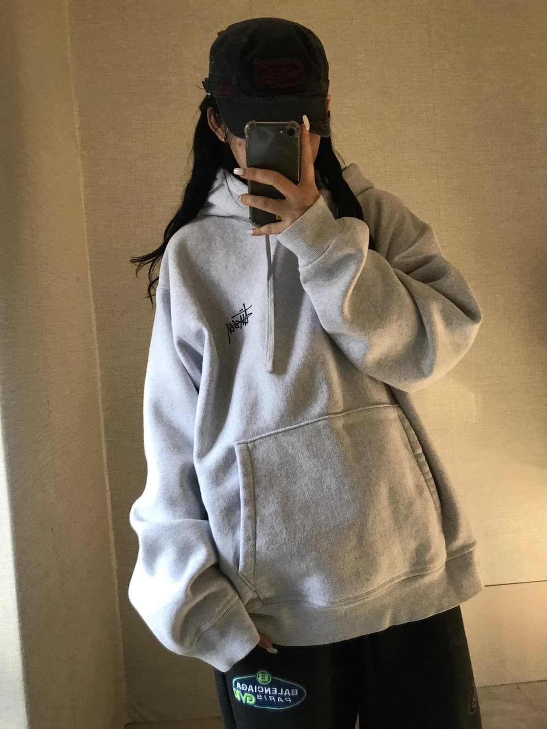 스투시 오버핏 멜란지 후드티 상품이미지3