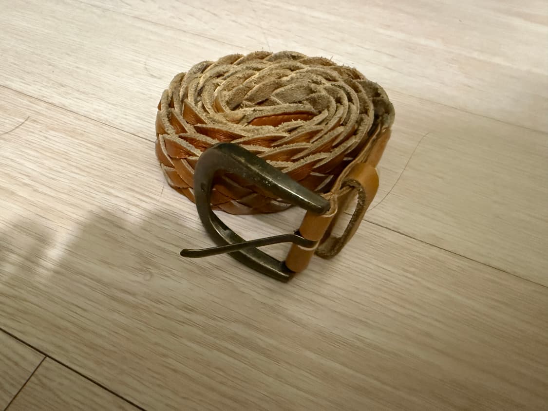 브라운 레더 웨이빙 꽈베기 벨트 상품이미지2