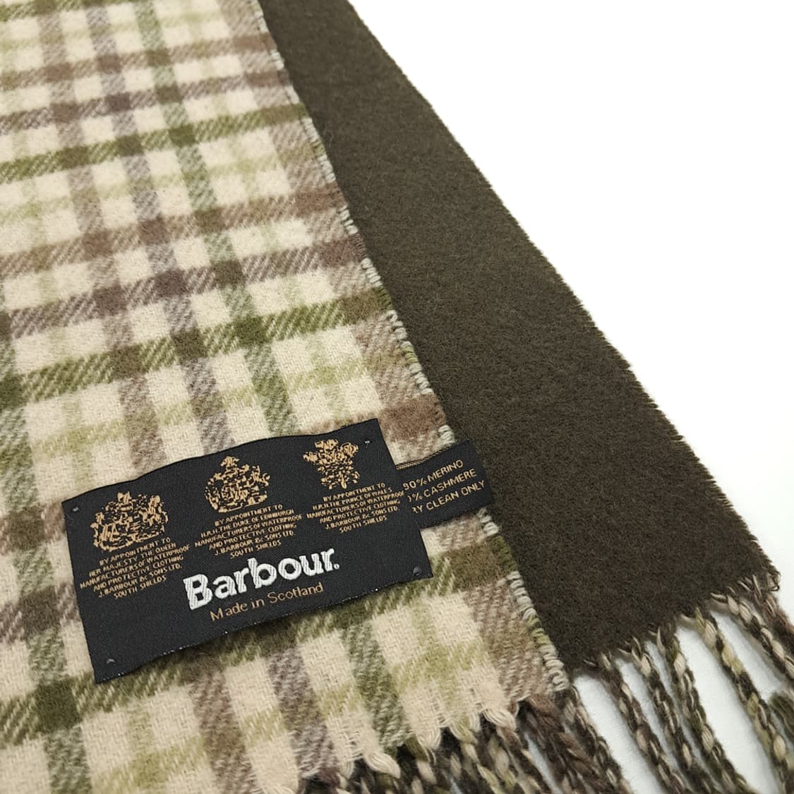 MX330 바버 그린 체크 올리브그린 양면 메리노 캐시미어 목도리 머플러 상품이미지4