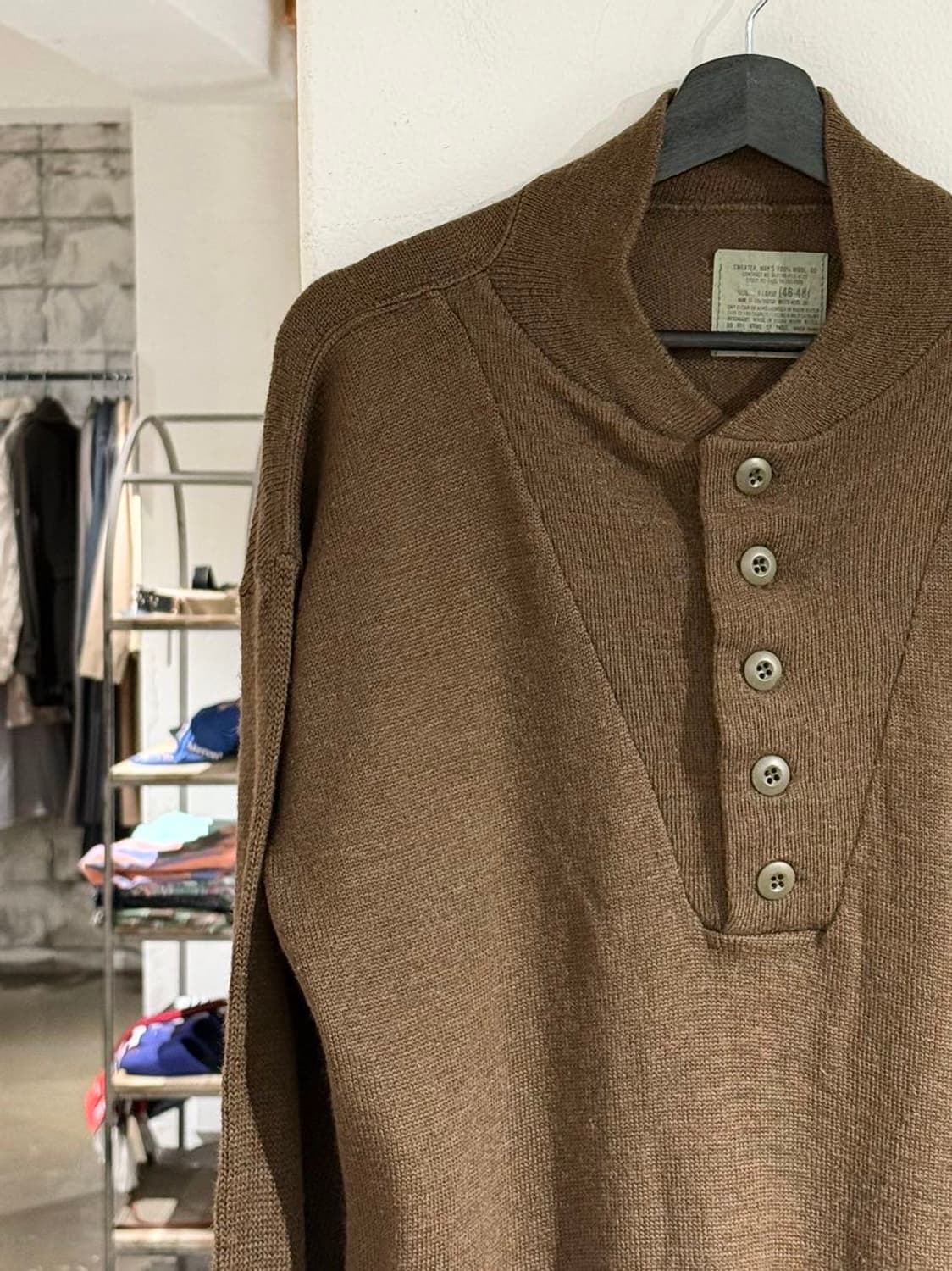 u.s.army 카키브라운 5버튼 울 스웨터 상품이미지2