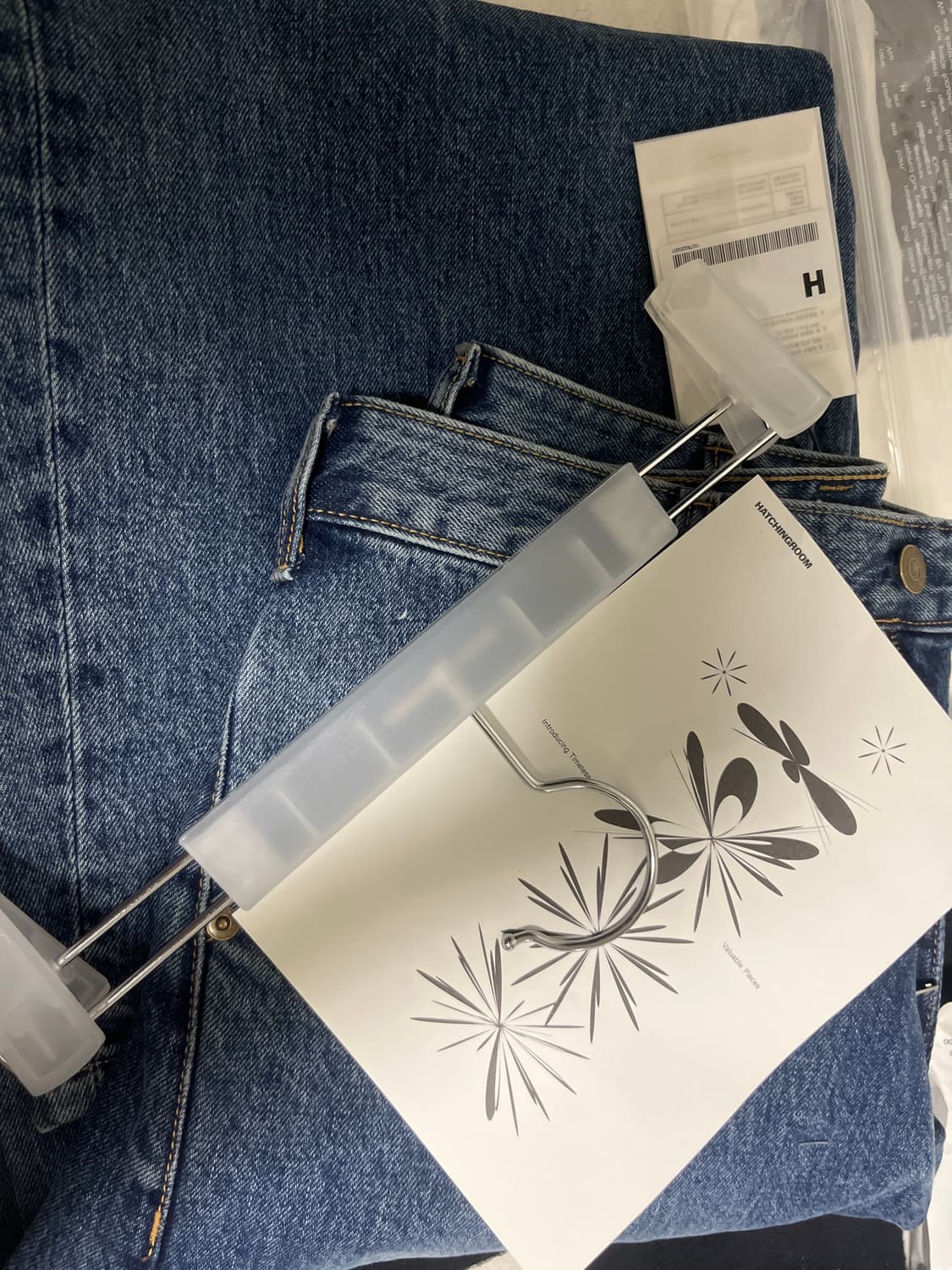 [2]해칭룸 와이드 커브진 워시브 블루 새상품 상품이미지2