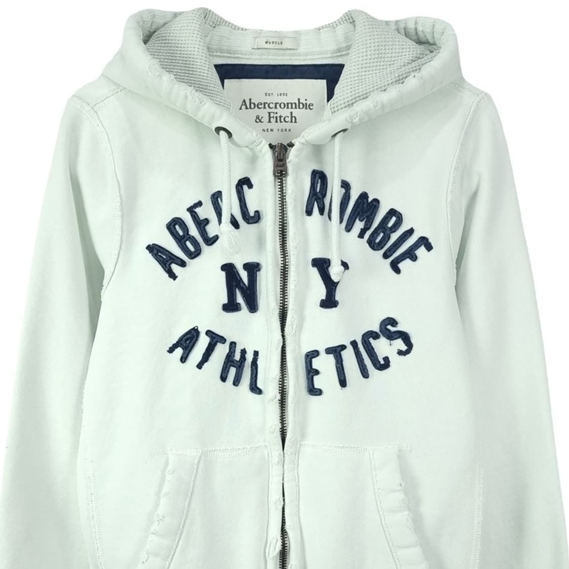 [아베크롬비] Y2K 빈티지 로고 패치 화이트 후드 집업 M18845 상품이미지4