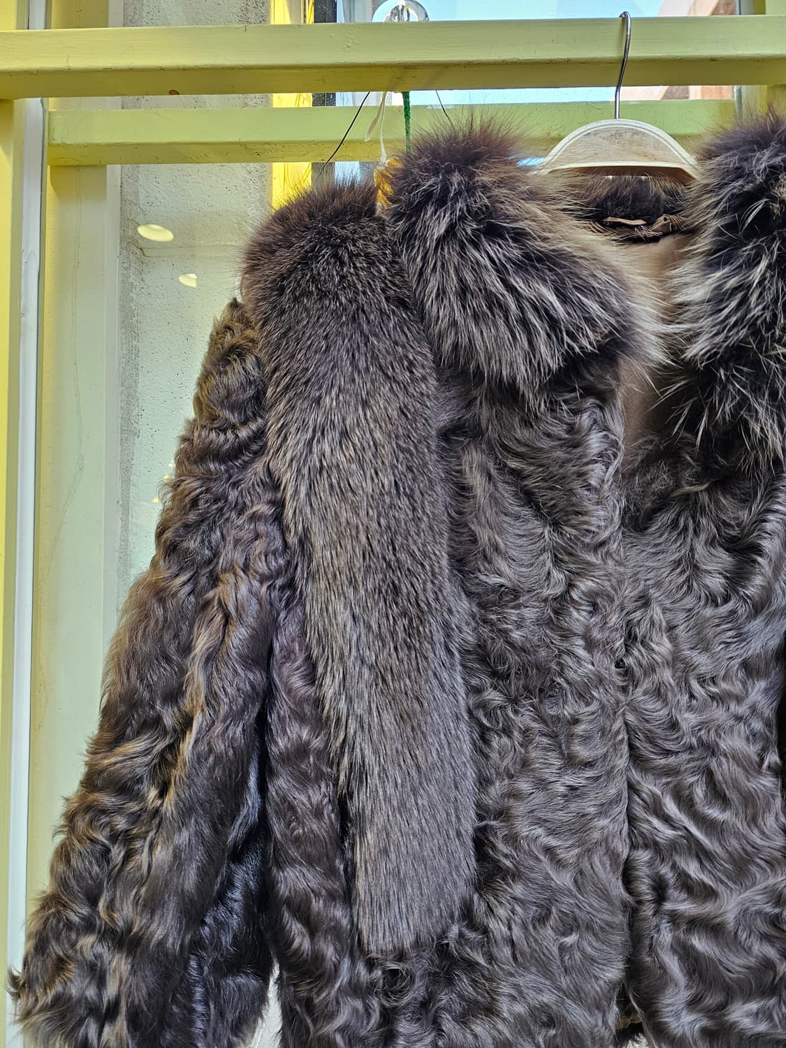 퍼플 딥그레이 램스&폭스 퍼 숏 봄버 상품이미지4