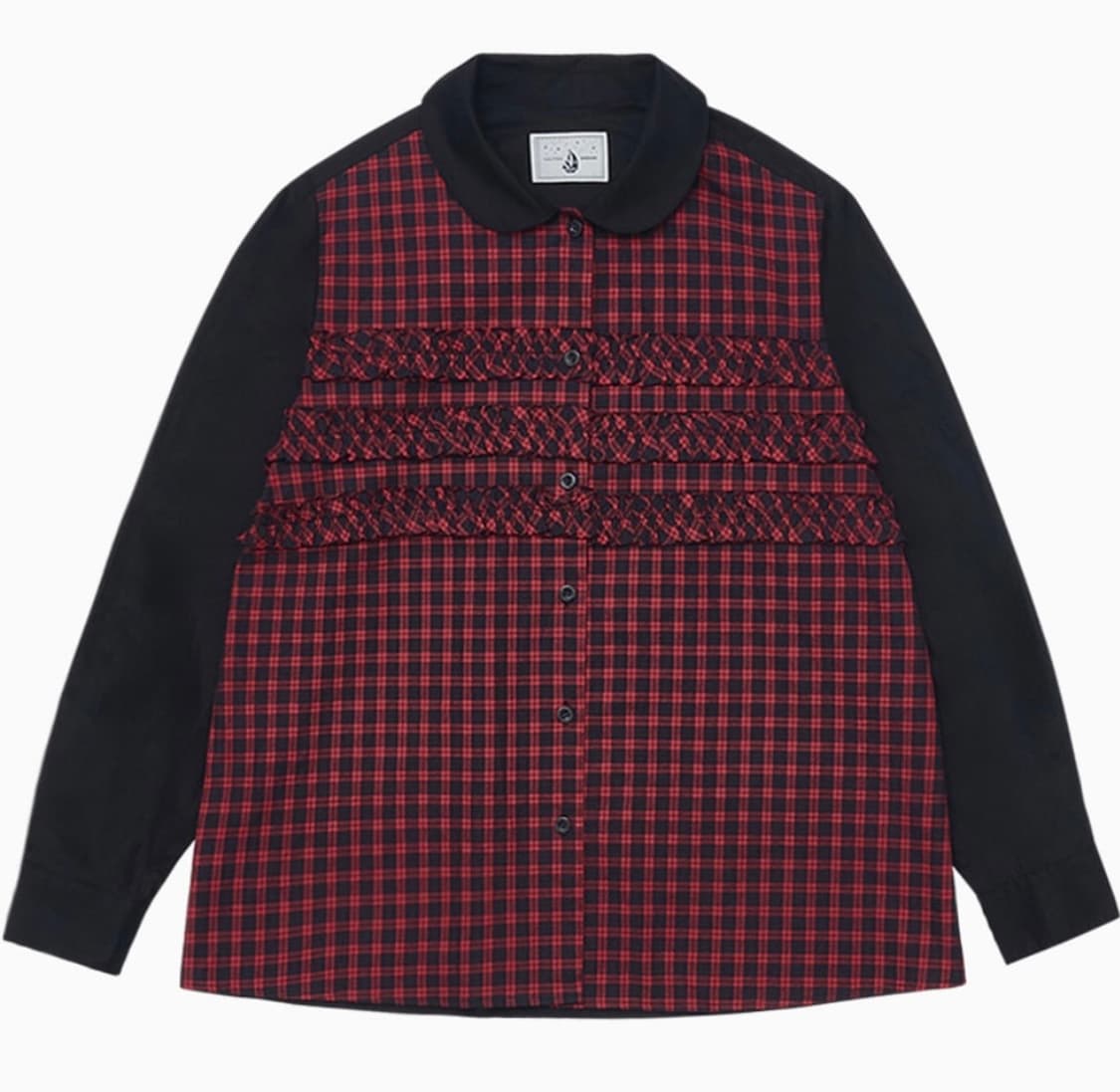 오헤시오 레드 체크 프릴 셔츠 상품이미지1