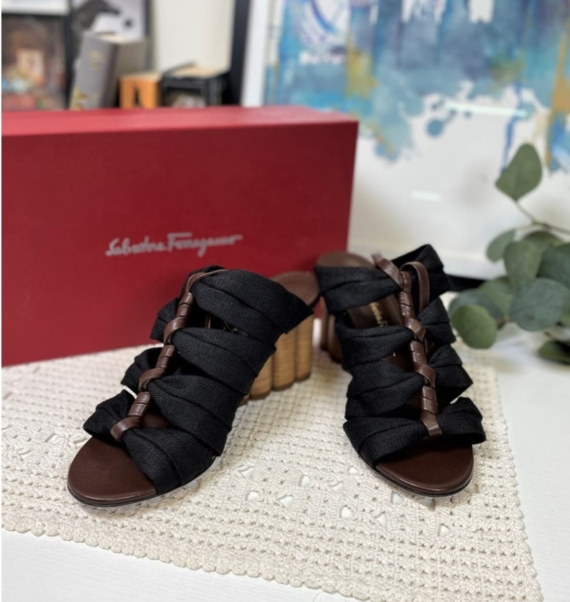 새상품240~245)페라가모 웨지힐 샌들.7센치 상품이미지1