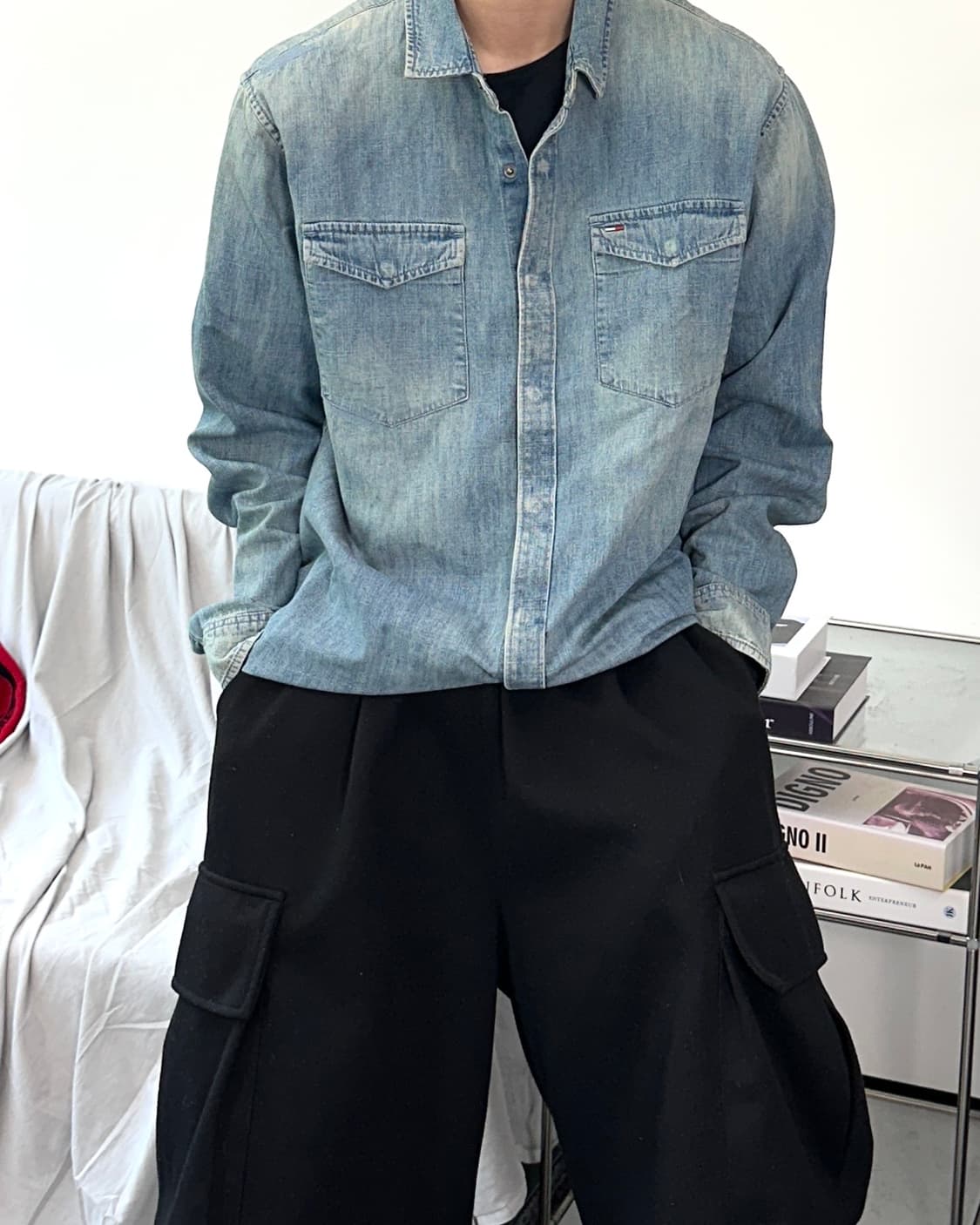 타미 힐피거 워싱 데님 셔츠 XL 상품이미지1