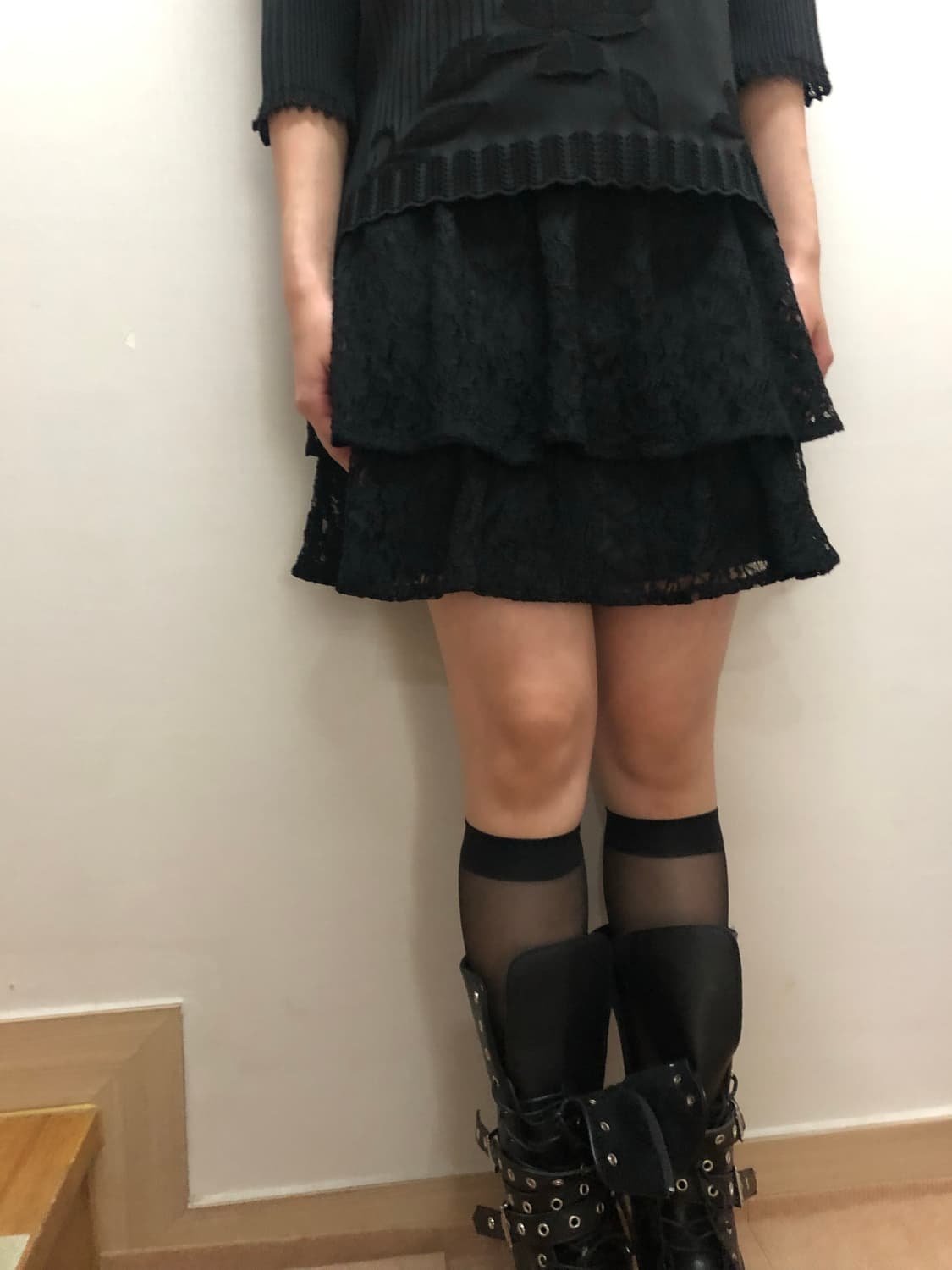 빈티지 블랙 프릴 레이스 스커트 상품이미지2