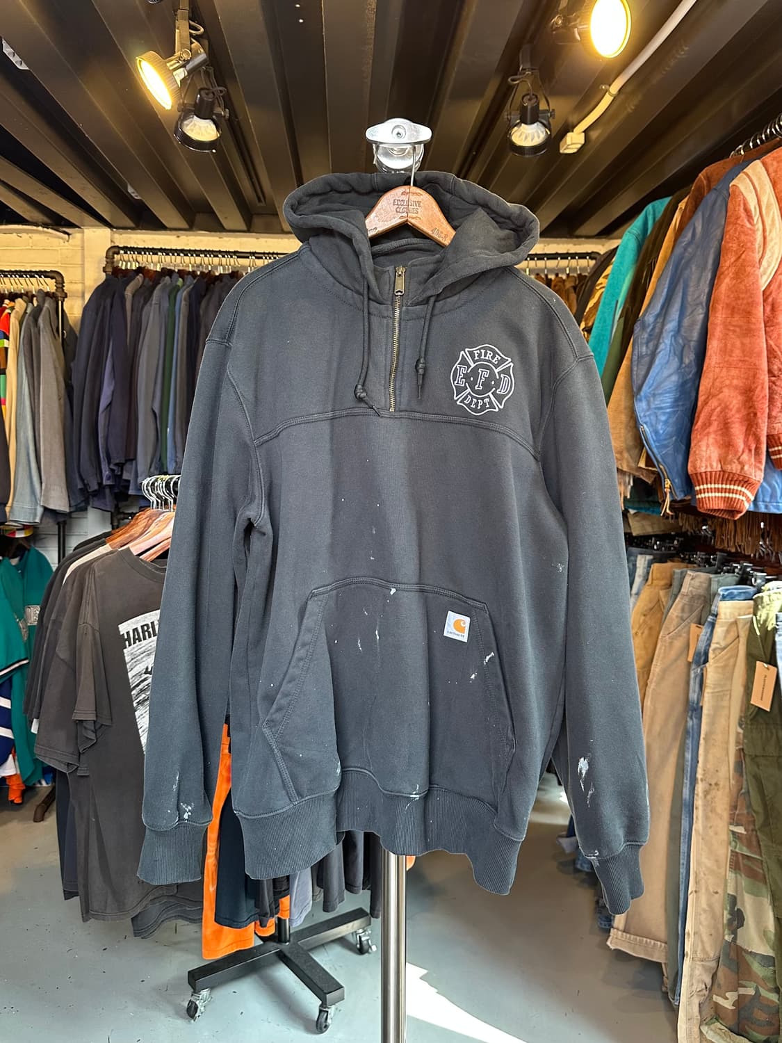 칼하트 헤비웨이트 하프집 페인팅 스웻 후드 상품이미지1