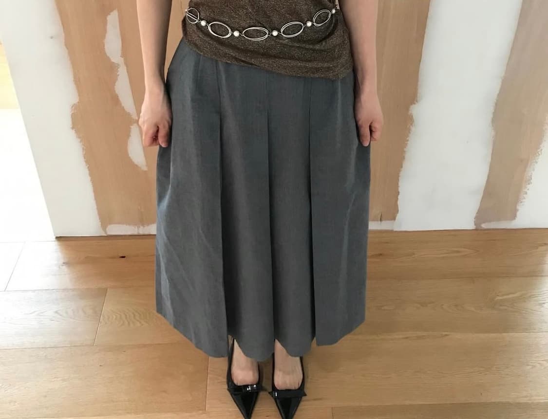 vintage pleats gray skirt 상품이미지1