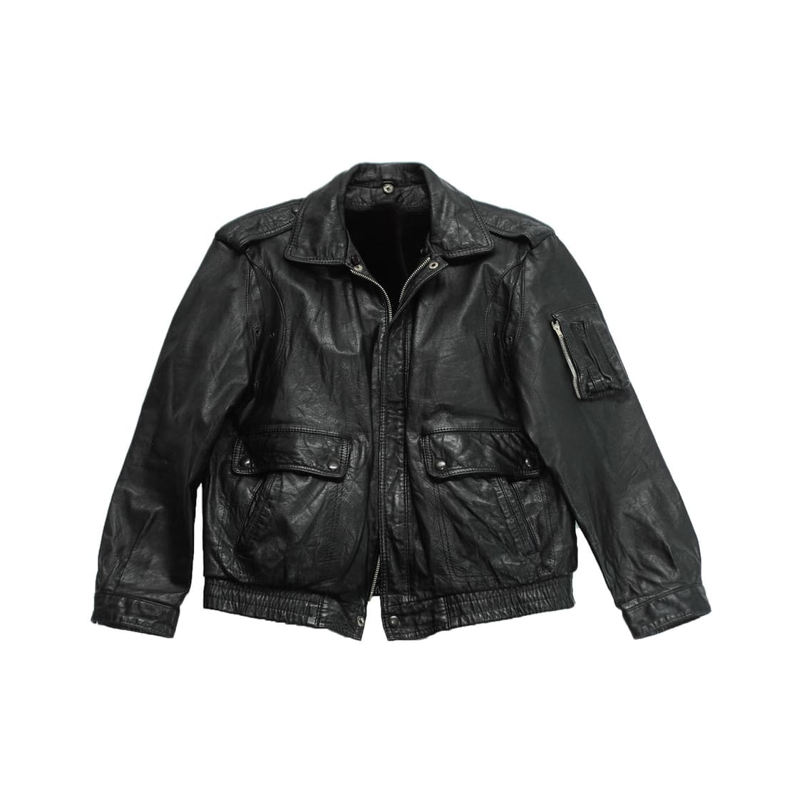 LEATHER BOMBER JACKET black 상품이미지1