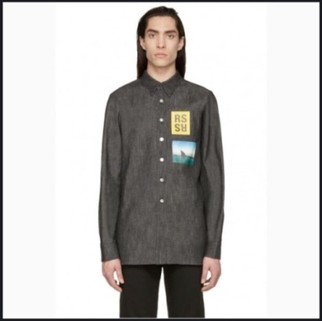 SS15 raf simons patch/shark denim shirt 상품이미지6