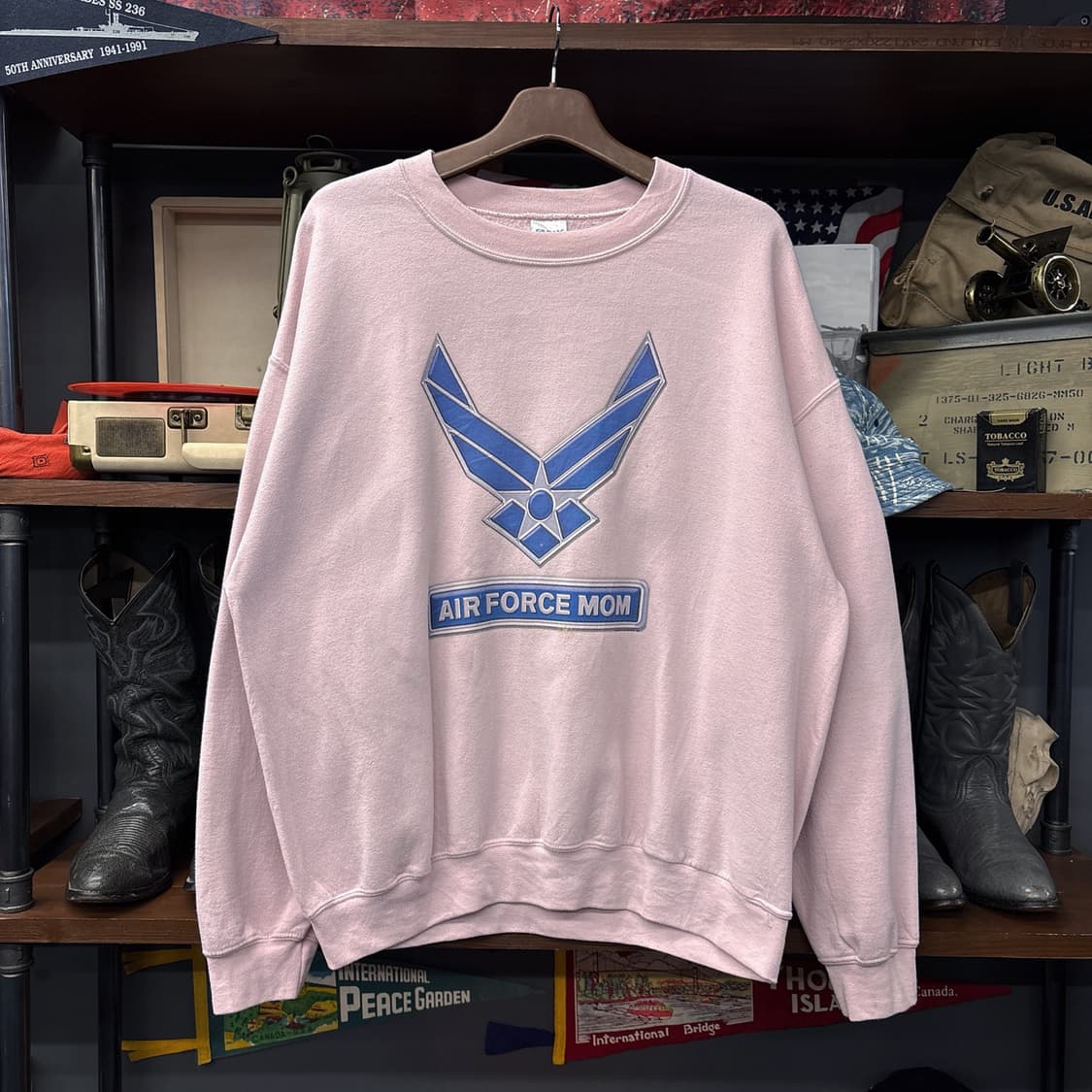 90s 길단 헤비 블론드 에어포스맘 서포터즈 프린팅 스웻셔츠 N704 상품이미지1