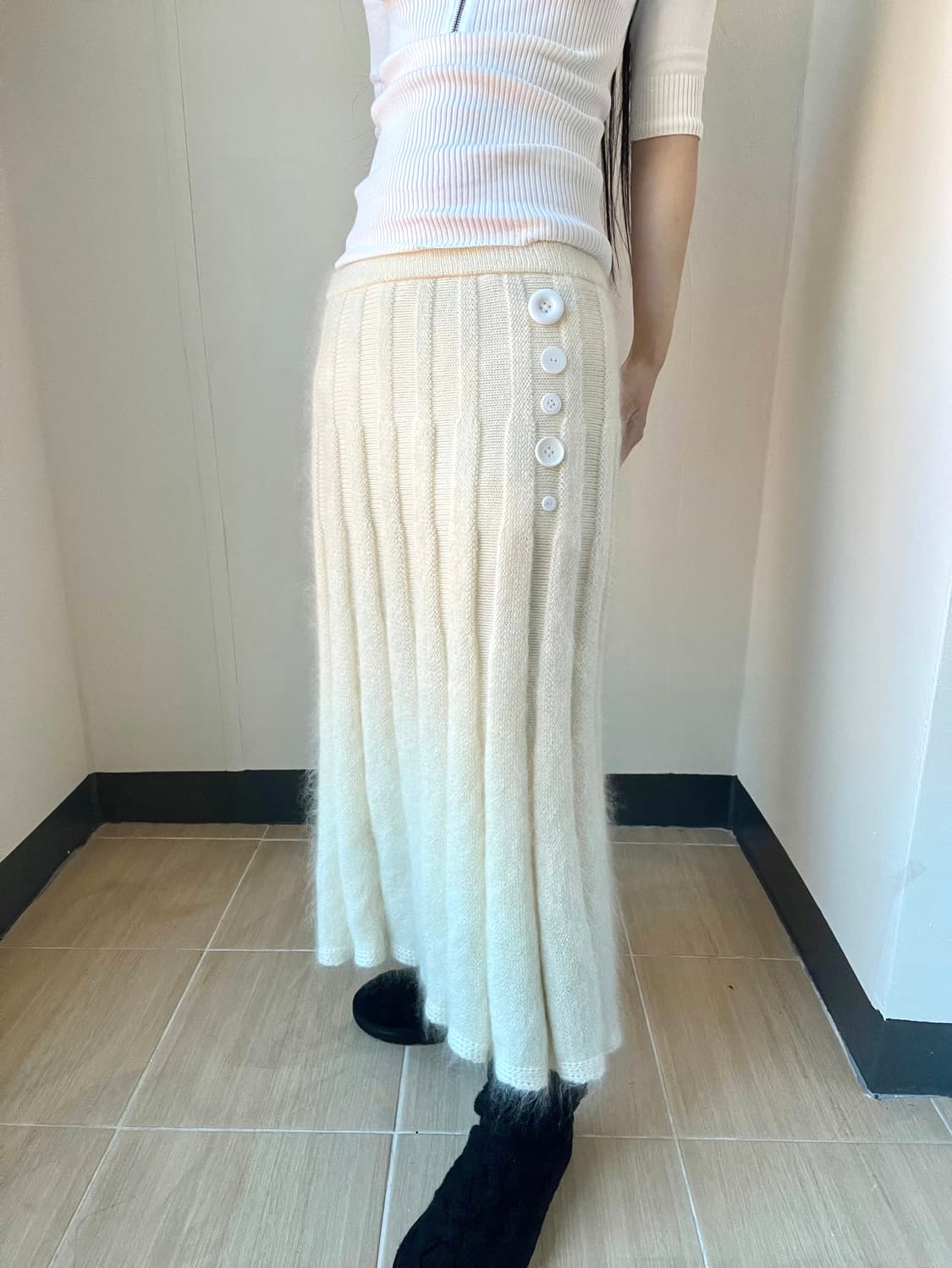 Hairy button knit skirt 상품이미지2