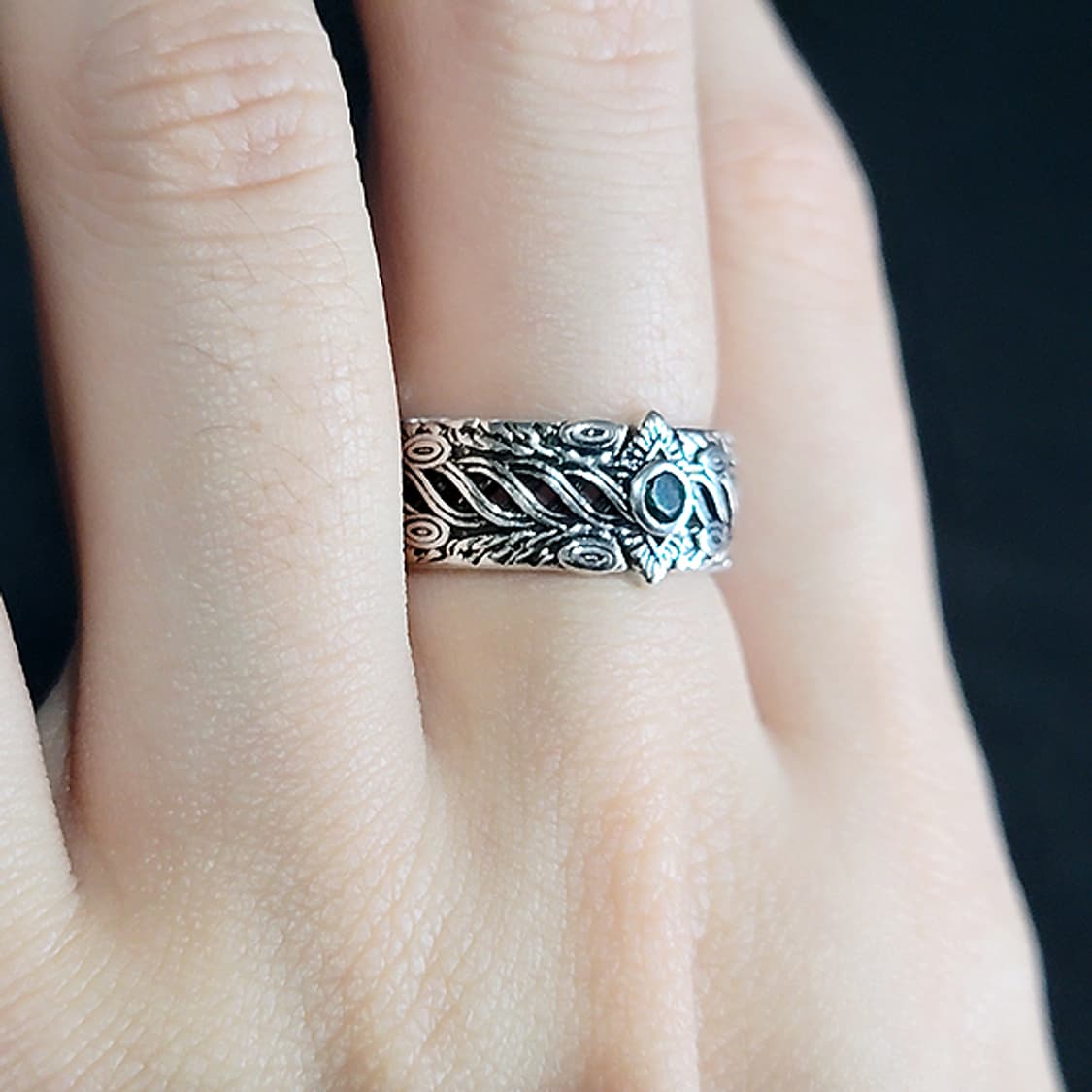 Axiom 백동 남자 엔틱 빈티지 명품 신화 고딕 에메랄드 반지 상품이미지5