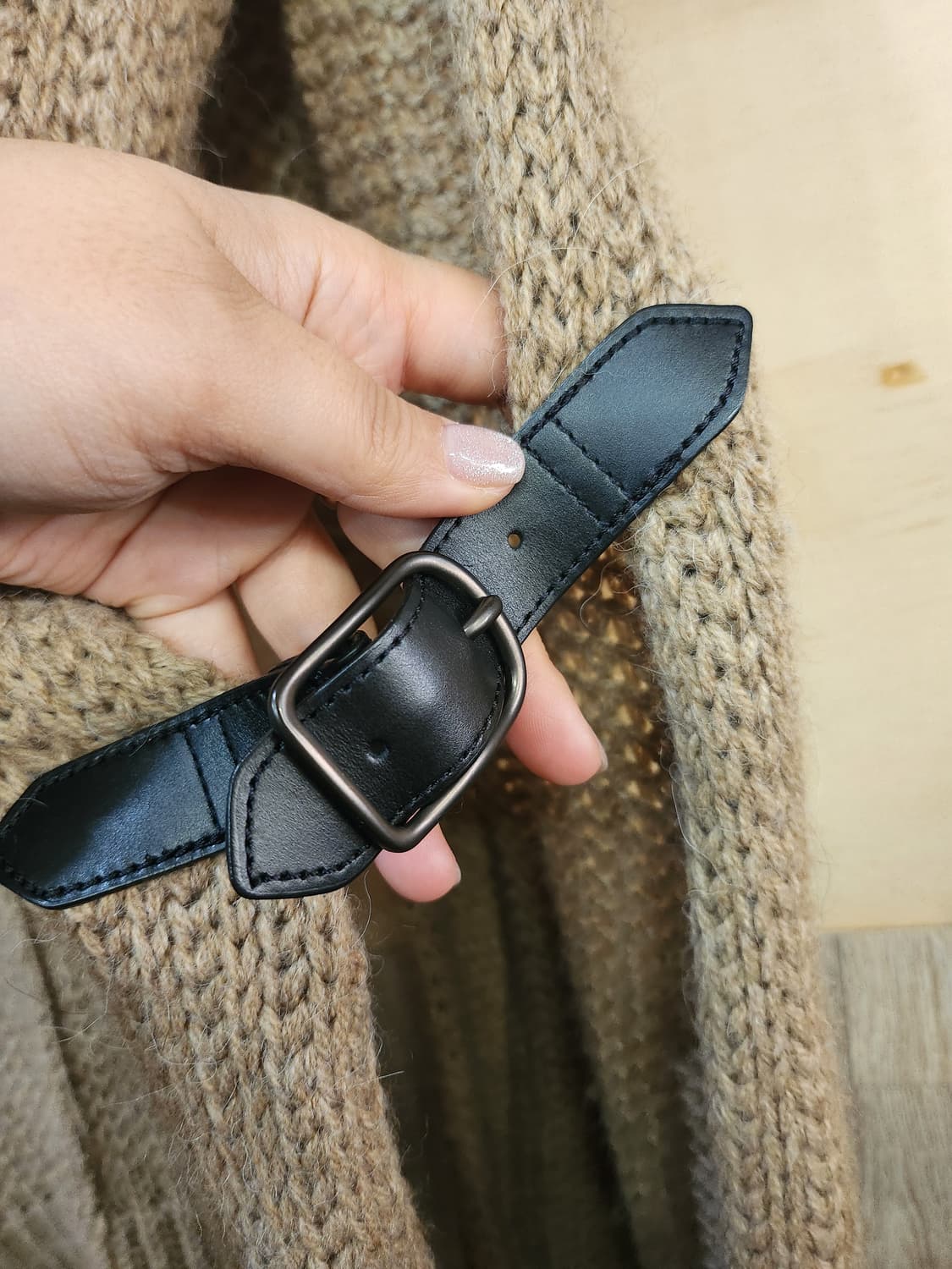 847) 한섬 시스템 후드 판쵸st 소가죽포인트 가디건 상품이미지6